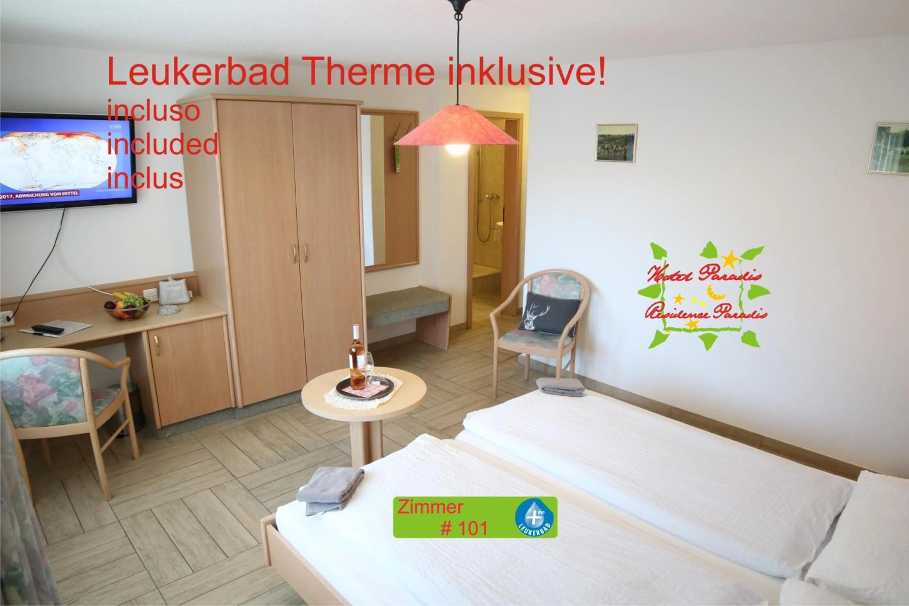 Bedroom, Bed in Hotel Paradis-Leukerbad-Therme