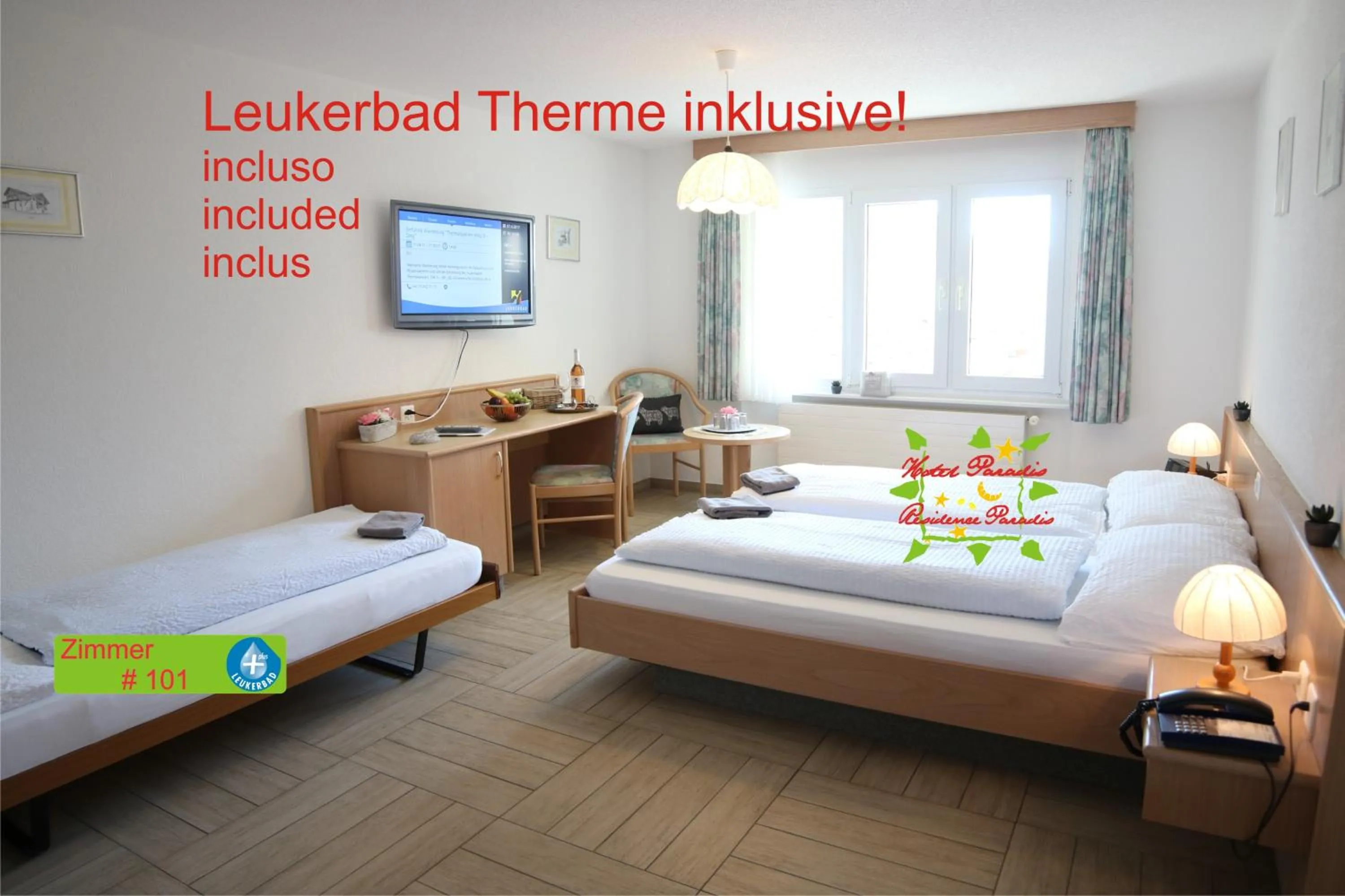Bedroom, Bed in Hotel Paradis-Leukerbad-Therme