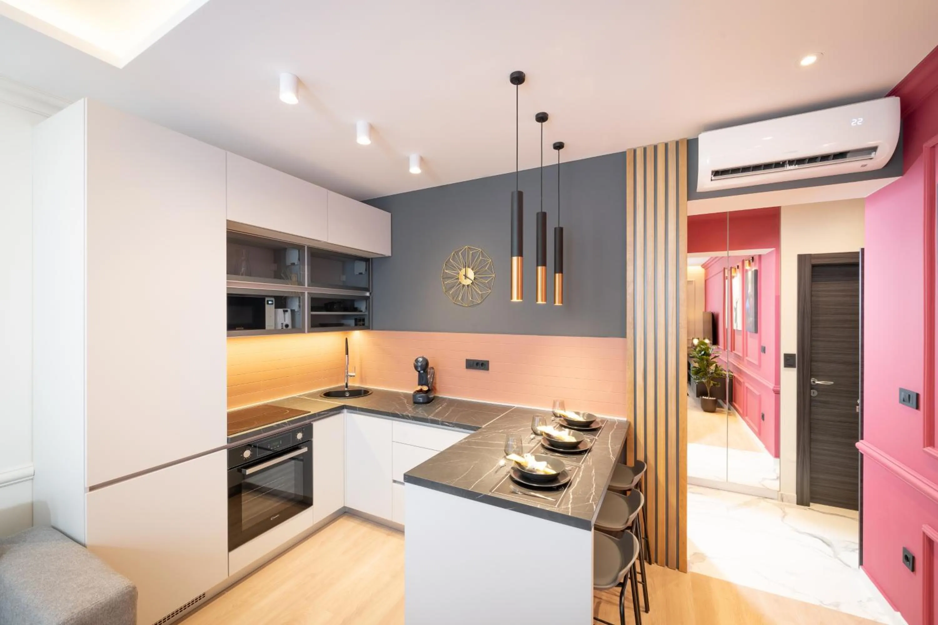 Kitchen or kitchenette in Premium Apartments with balcony