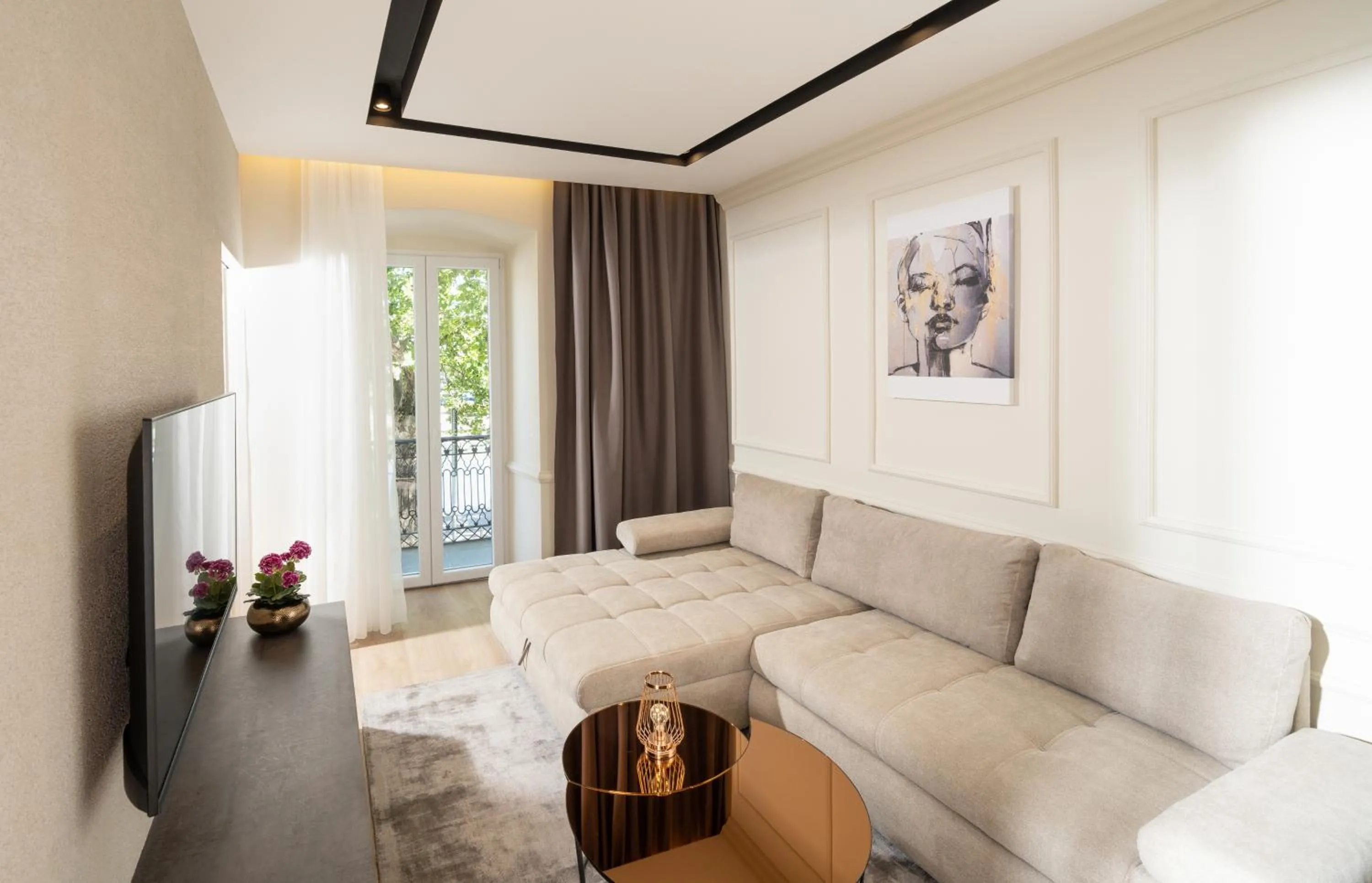 Living room in Premium Apartments with balcony