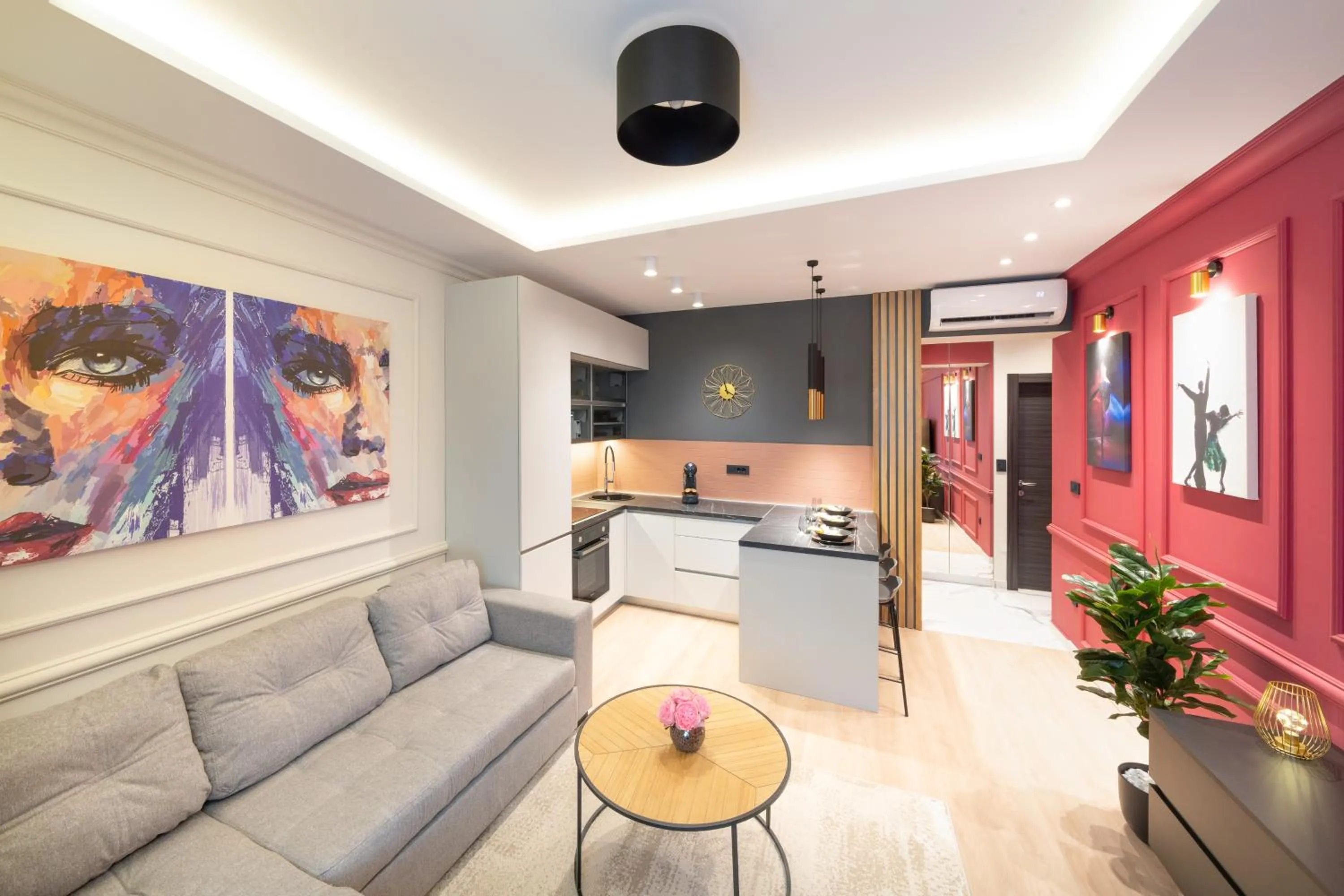 Kitchen or kitchenette in Premium Apartments with balcony