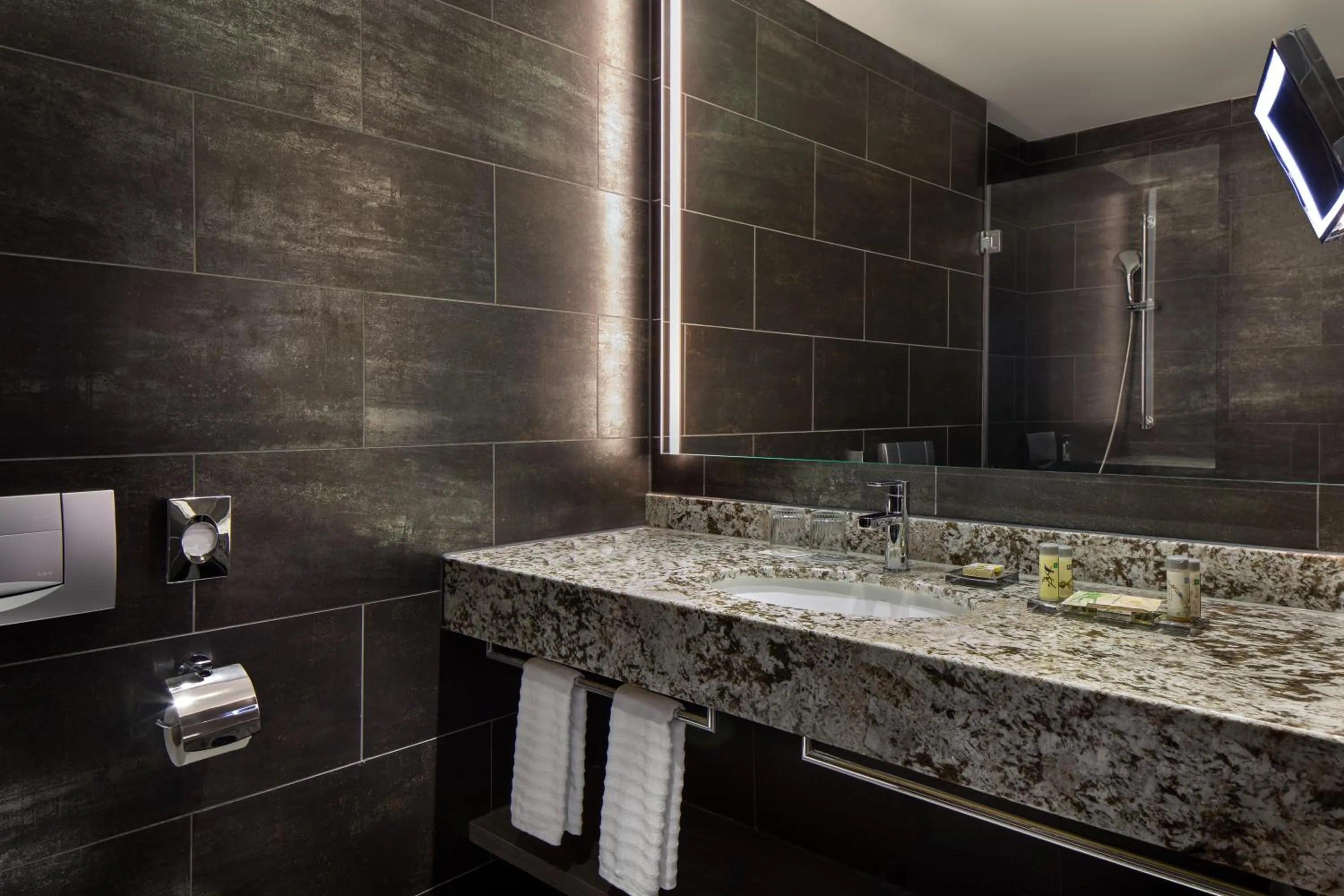 Bathroom in Renaissance Hamburg Hotel