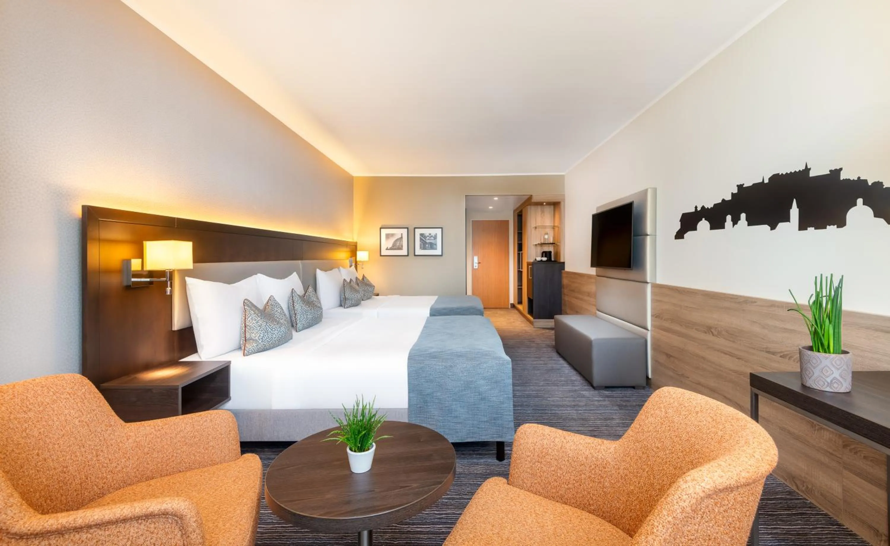 Bed in Wyndham Grand Salzburg Conference Centre