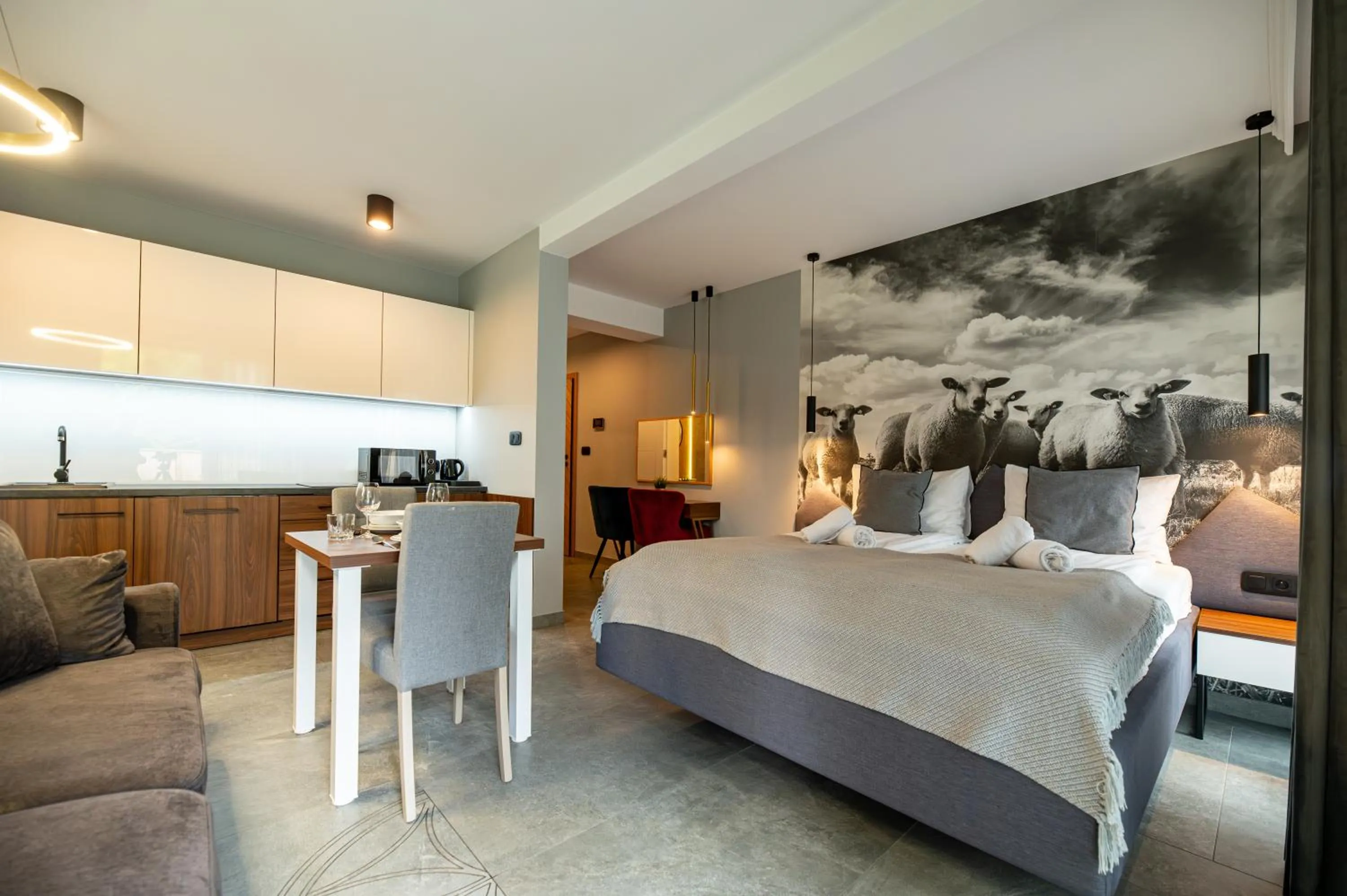 Bed in Tatra Square Apartments