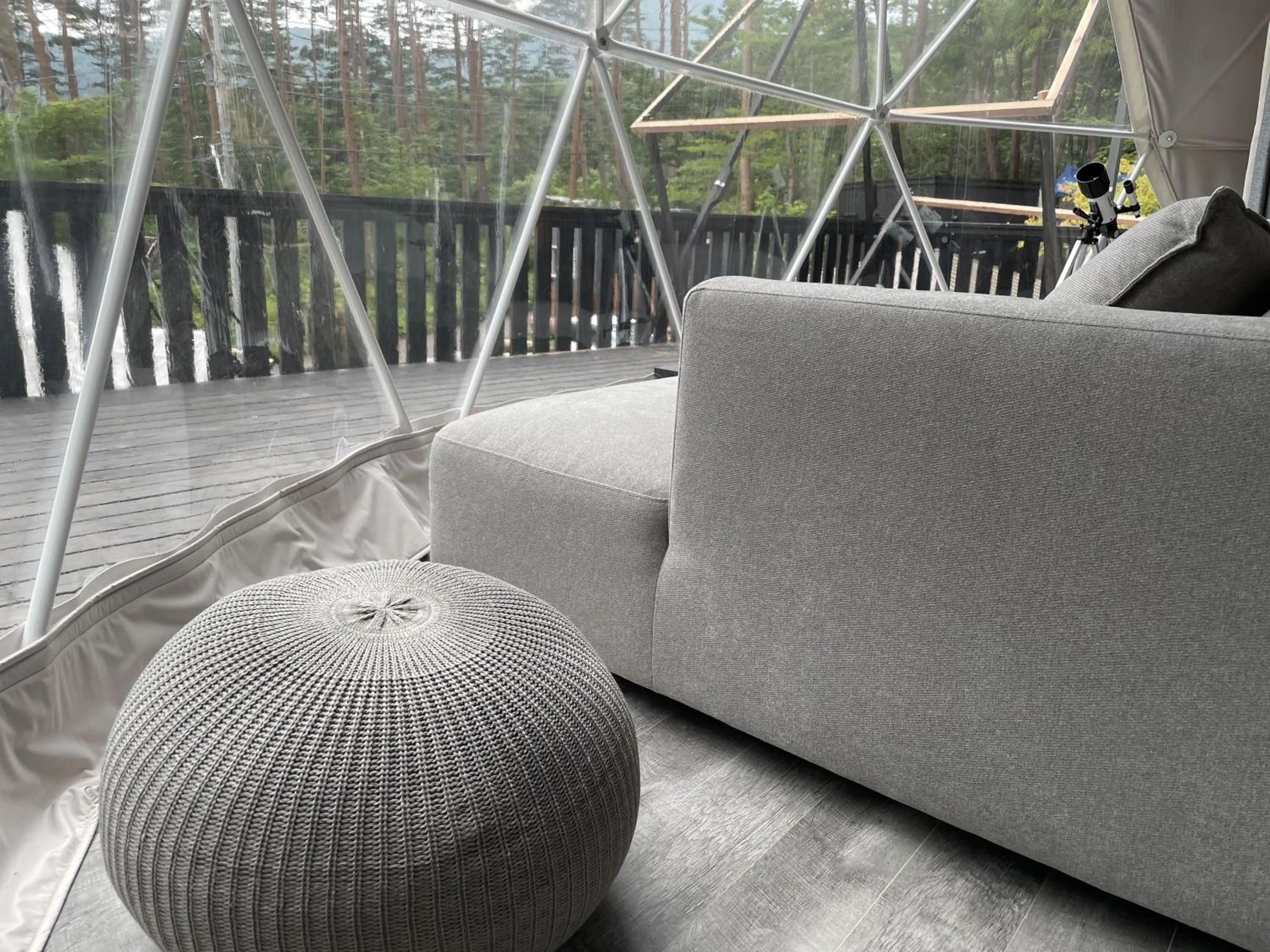 Seating area in TOCORO. Mt.Fuji CAMP&GLAMPING