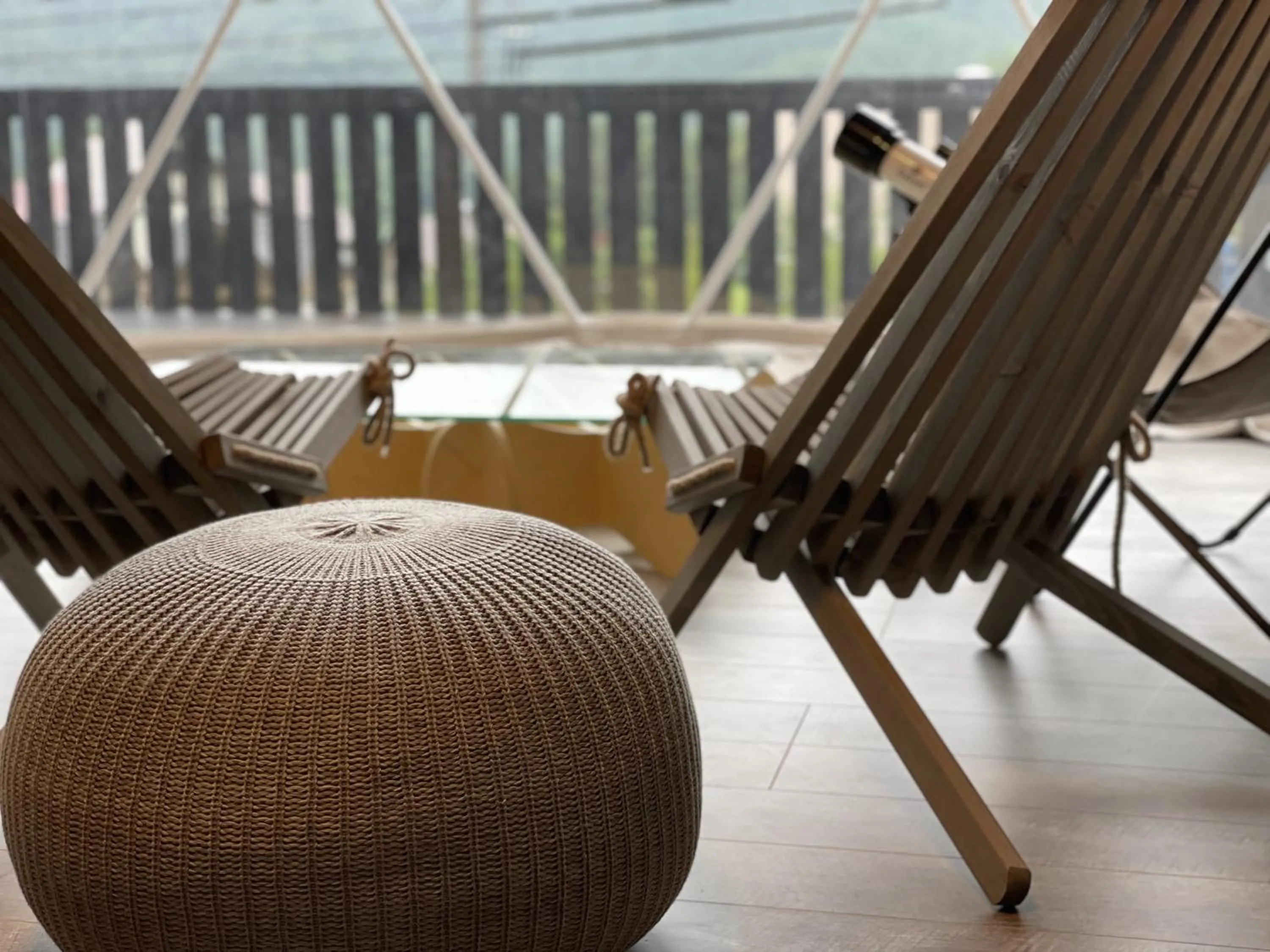 Seating area in TOCORO. Mt.Fuji CAMP&GLAMPING