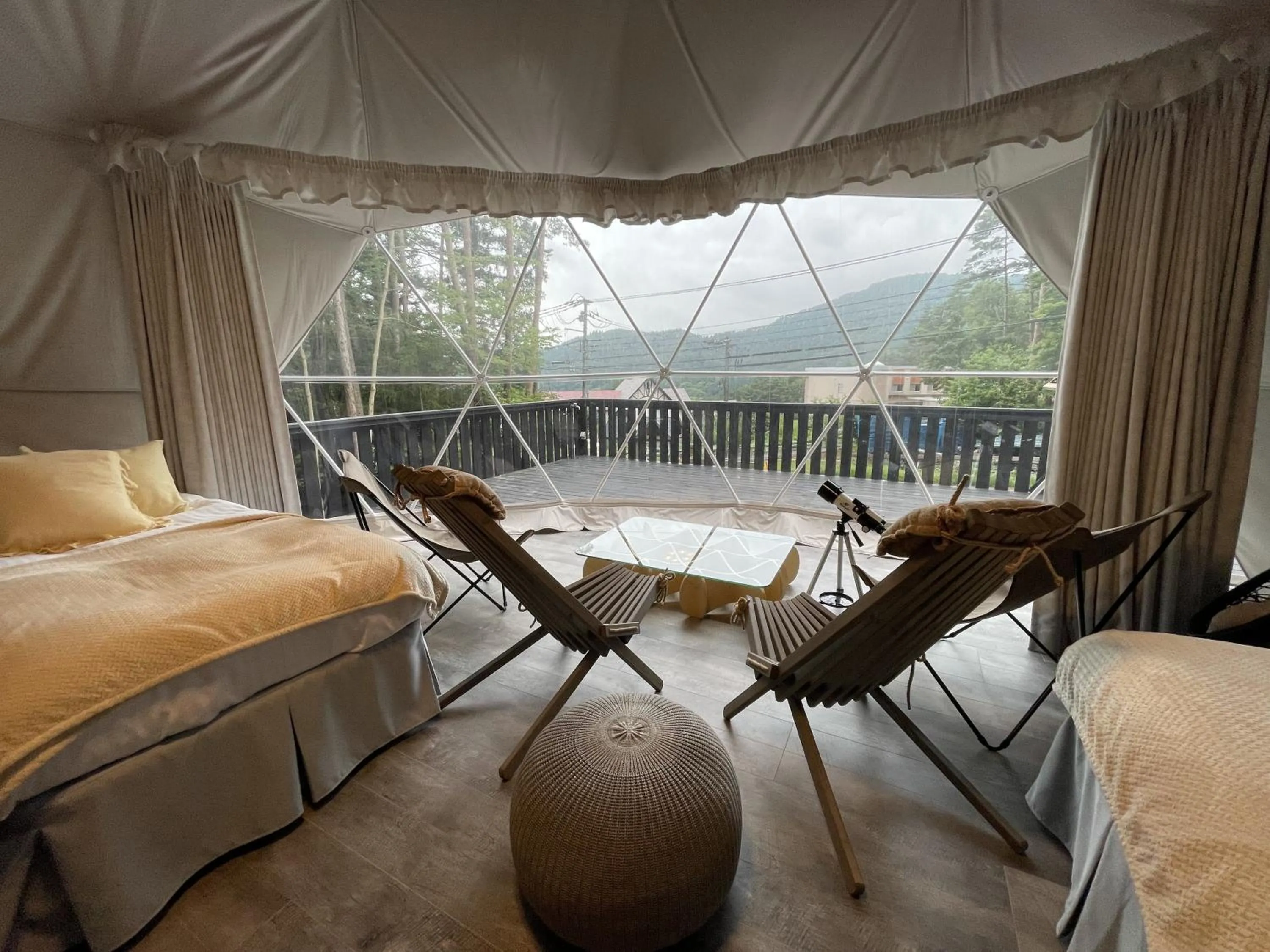 View (from property/room), Bed in TOCORO. Mt.Fuji CAMP&GLAMPING