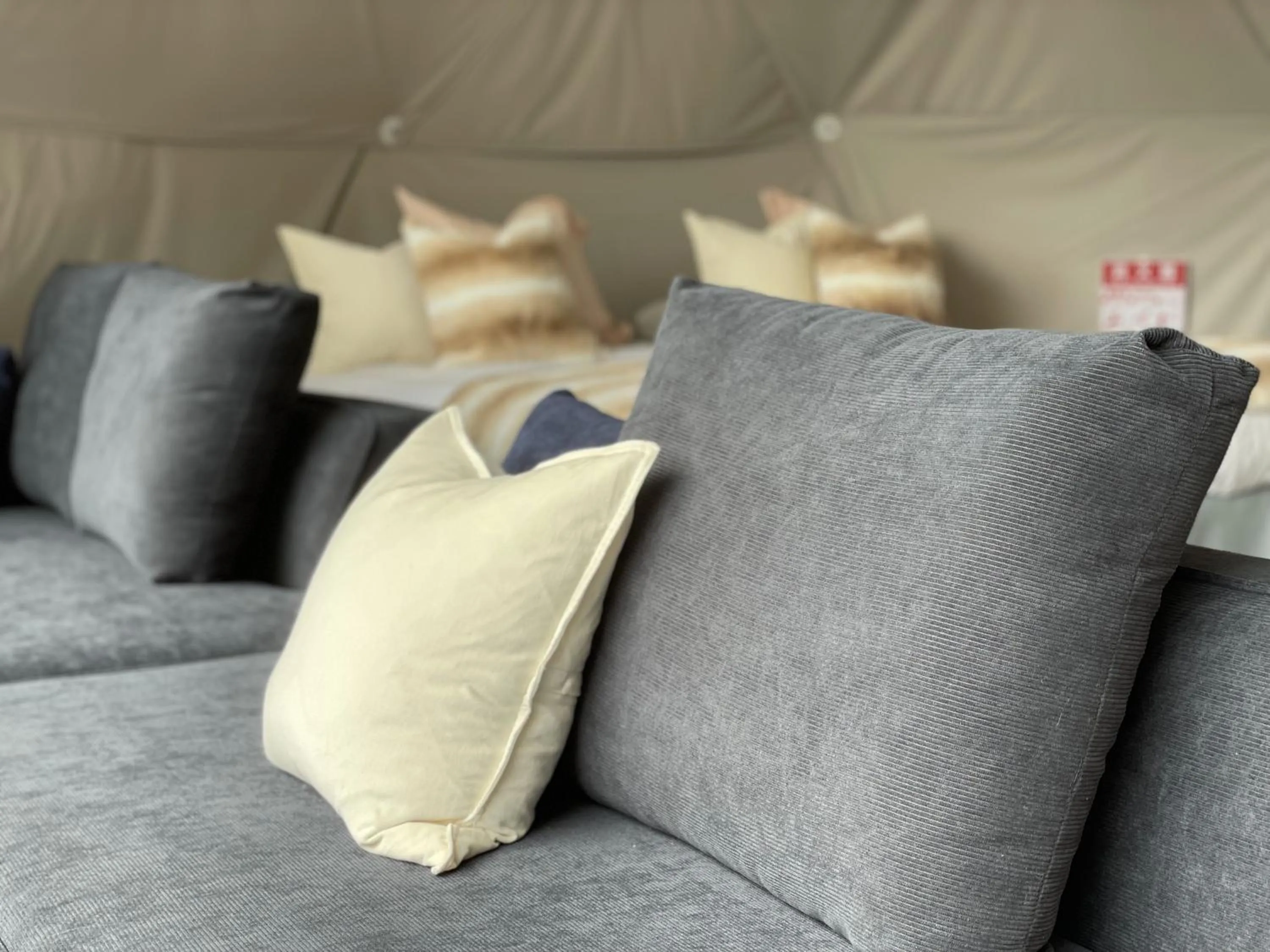 Seating area in TOCORO. Mt.Fuji CAMP&GLAMPING