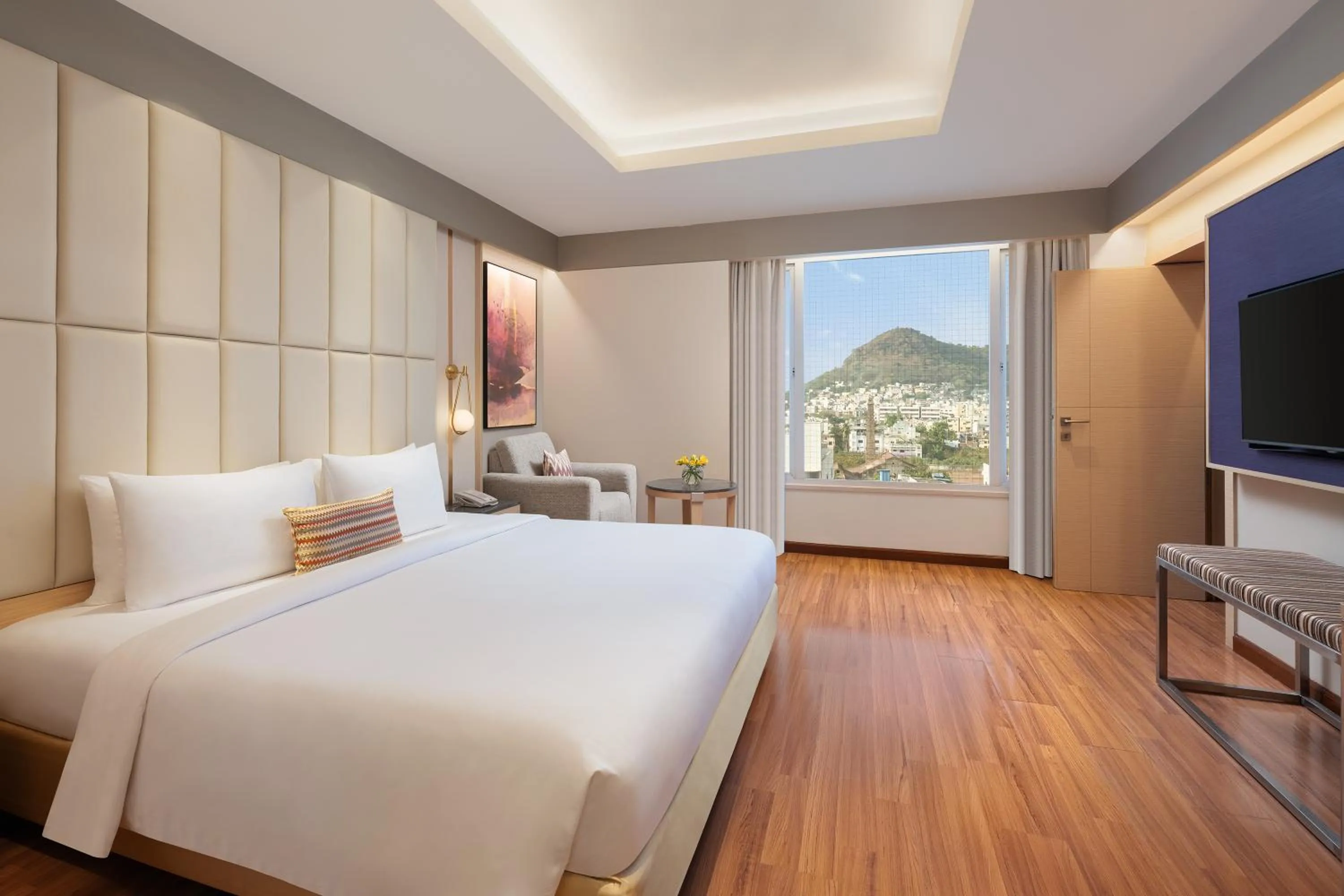 Bedroom, Bed in Vivanta Vijayawada, MG Road