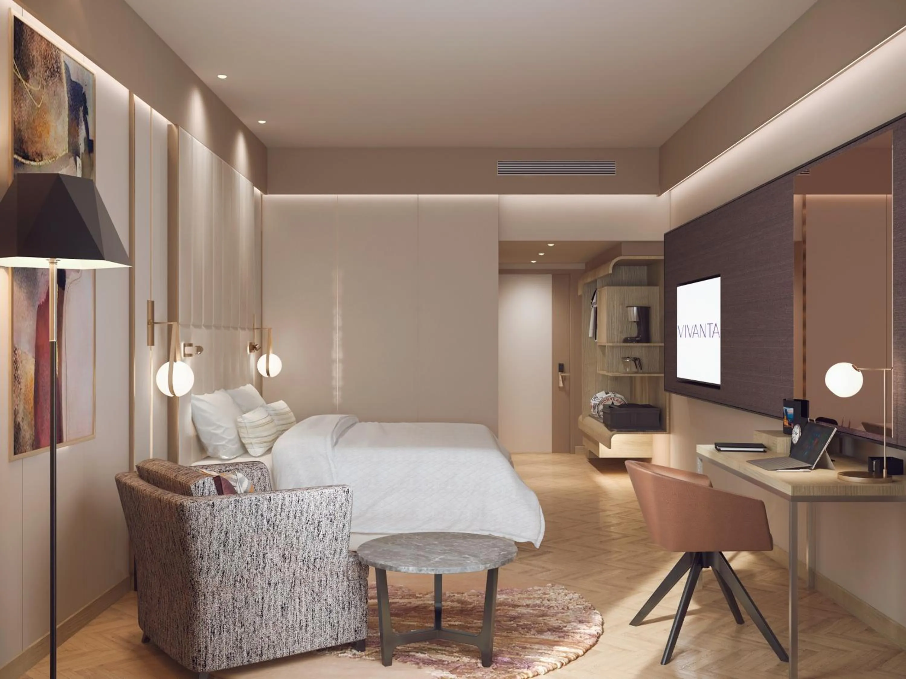 Bedroom, Bed in Vivanta Vijayawada, MG Road