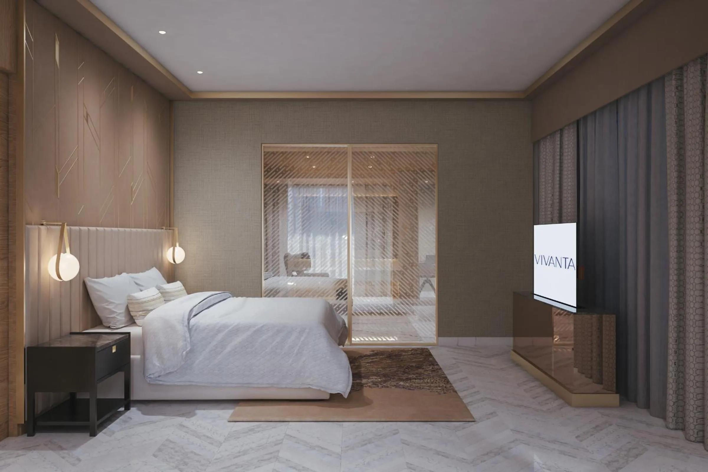 Bedroom, Bed in Vivanta Vijayawada, MG Road