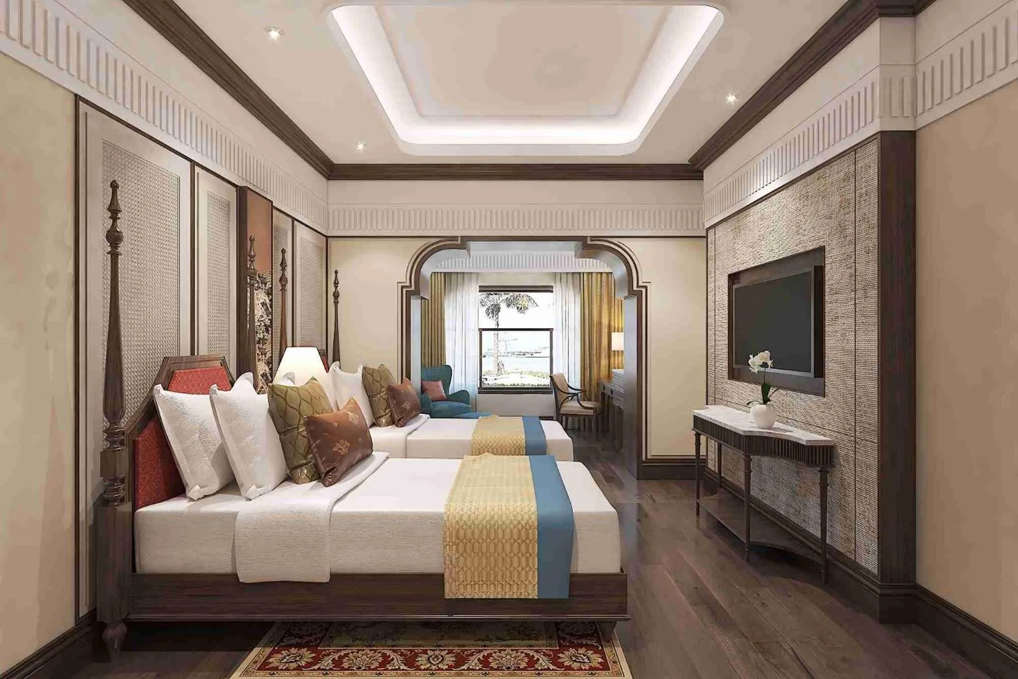 Bedroom, Bed in Taj Malabar Resort & Spa, Cochin.