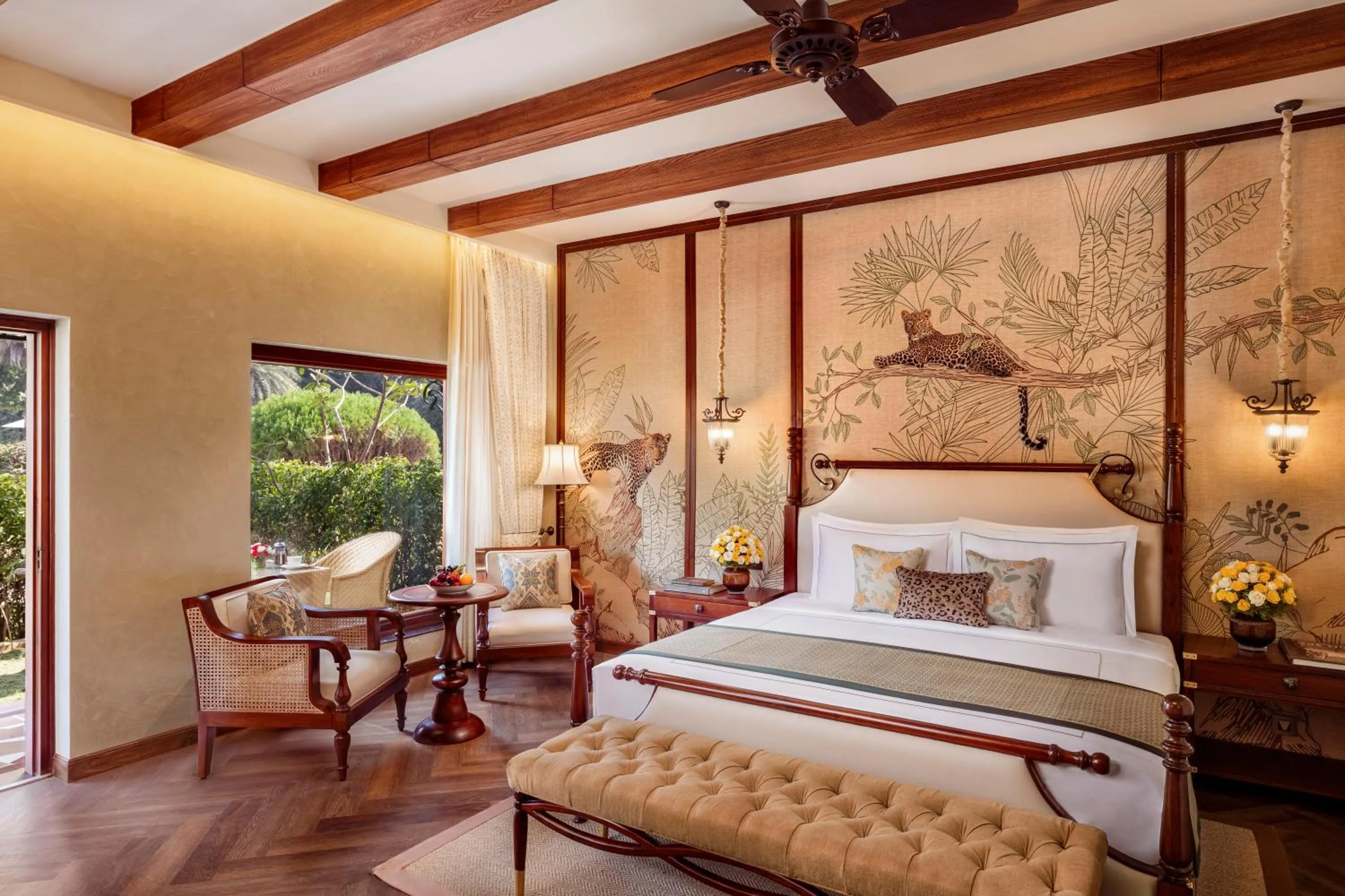 Bed in The Maharaja's Lodge, Ranthambore