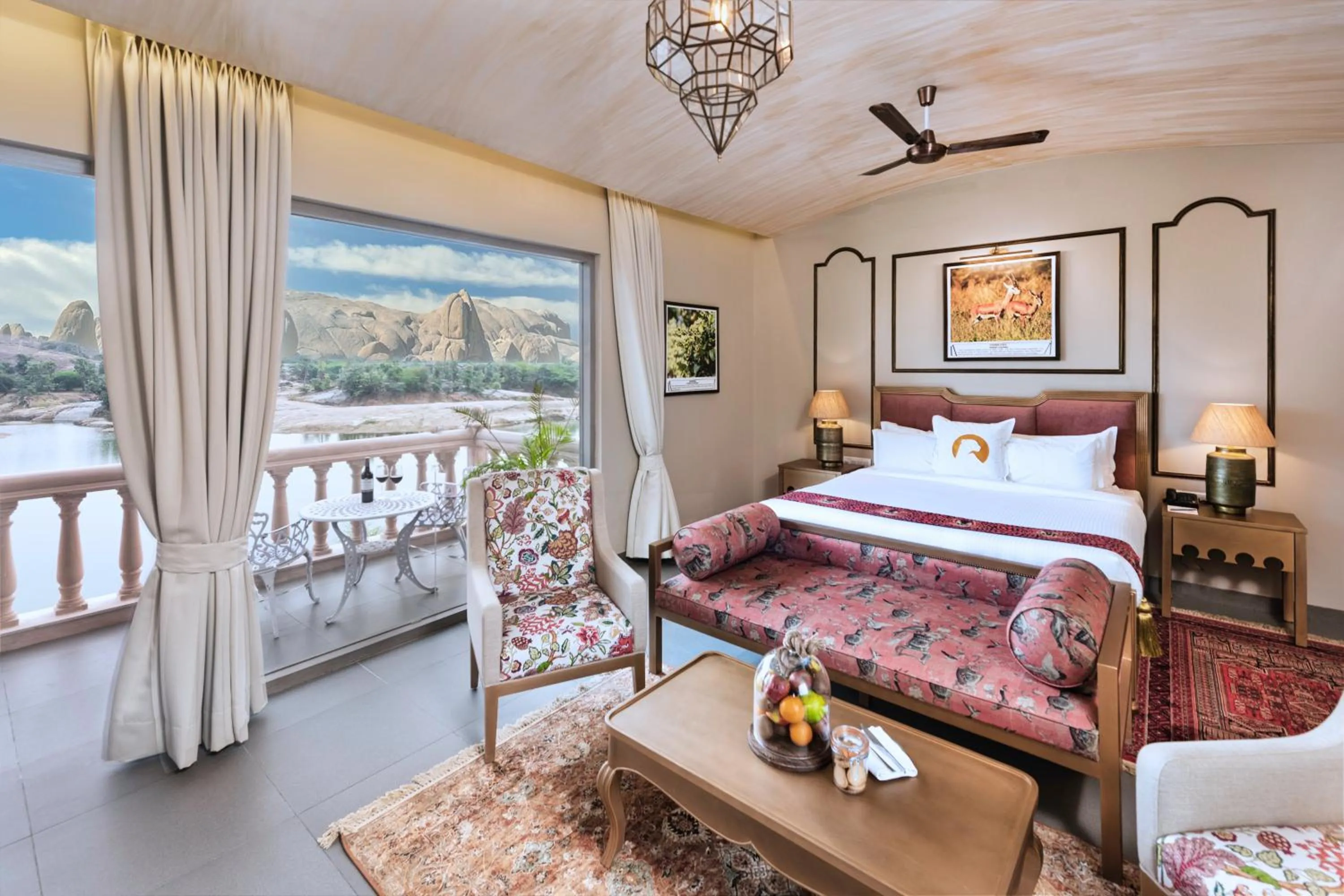 Bed in WelcomHeritage Cheetahgarh Resort & Spa