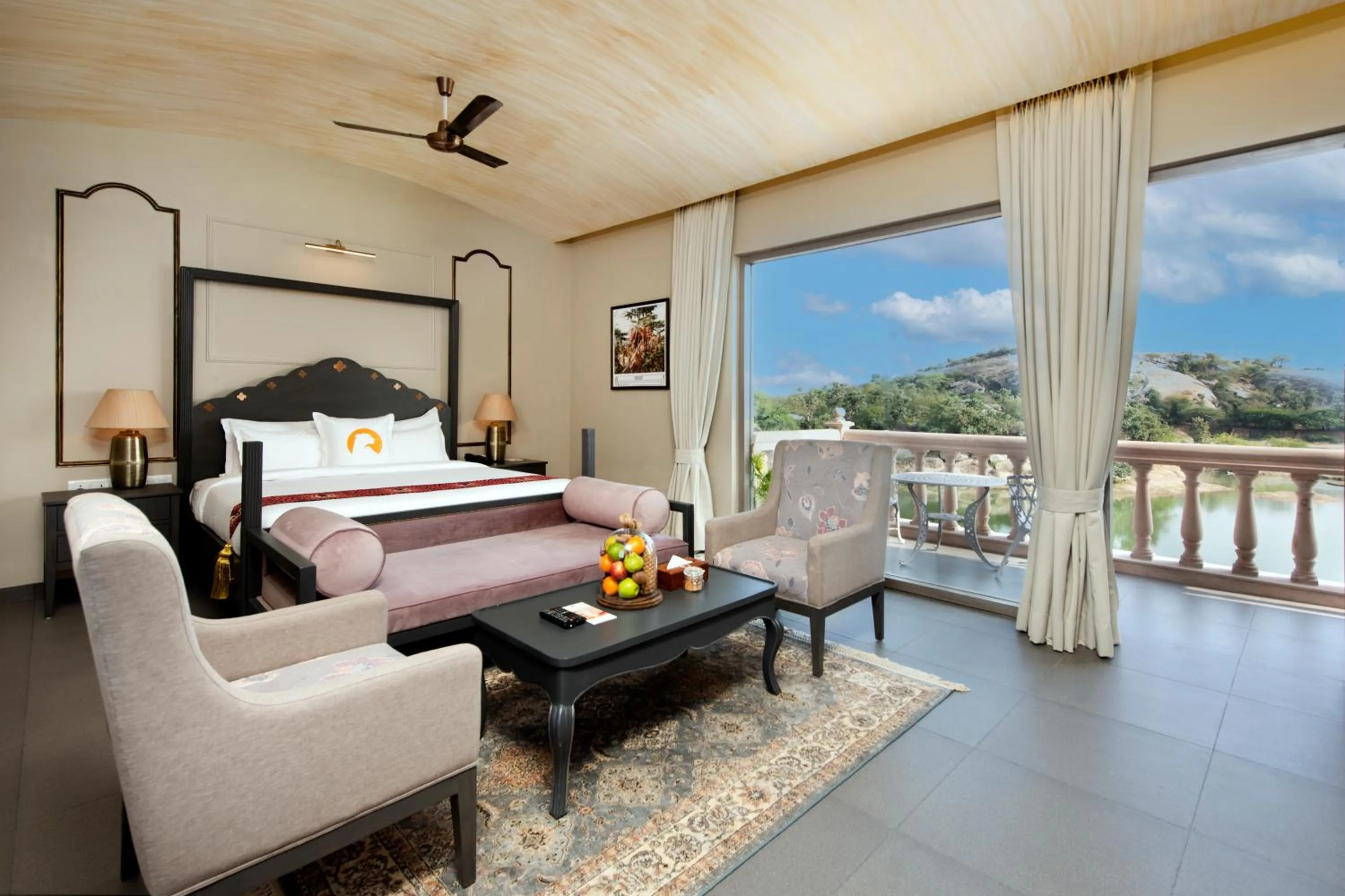 View (from property/room), Bed in WelcomHeritage Cheetahgarh Resort & Spa