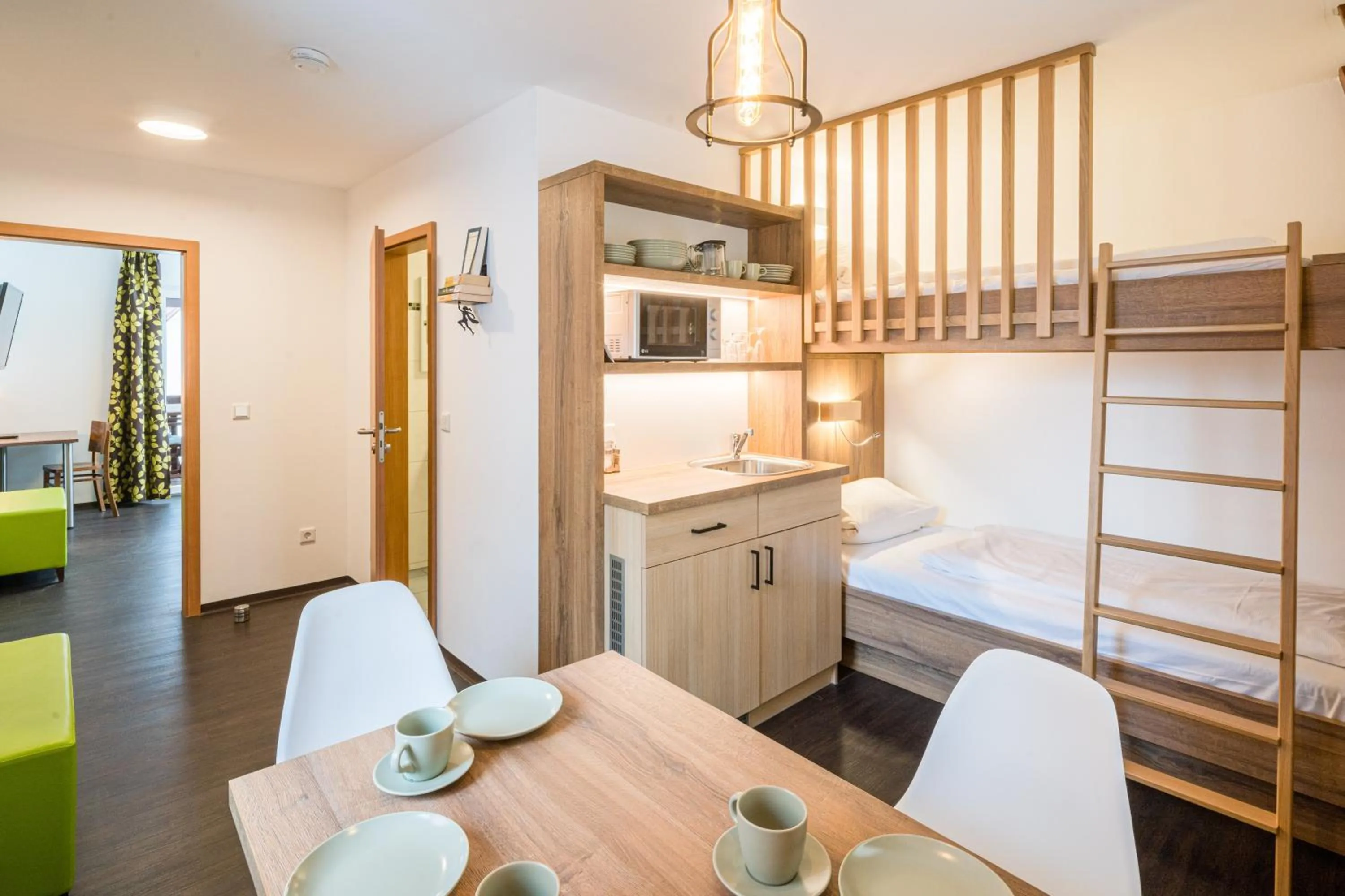 Kitchen or kitchenette, Bed in Hotel Knorz