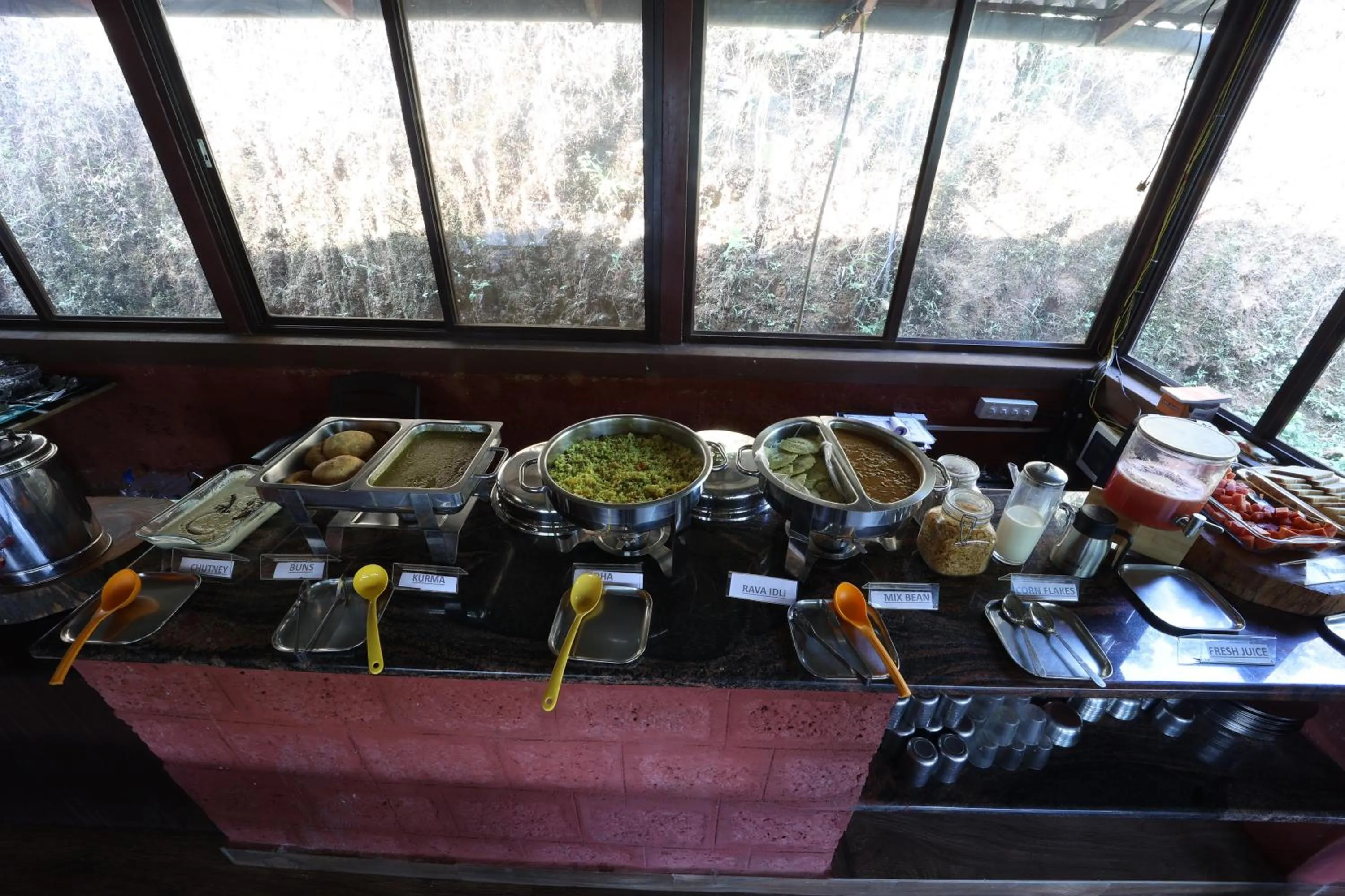 Buffet breakfast in Three Hills Resort Coorg