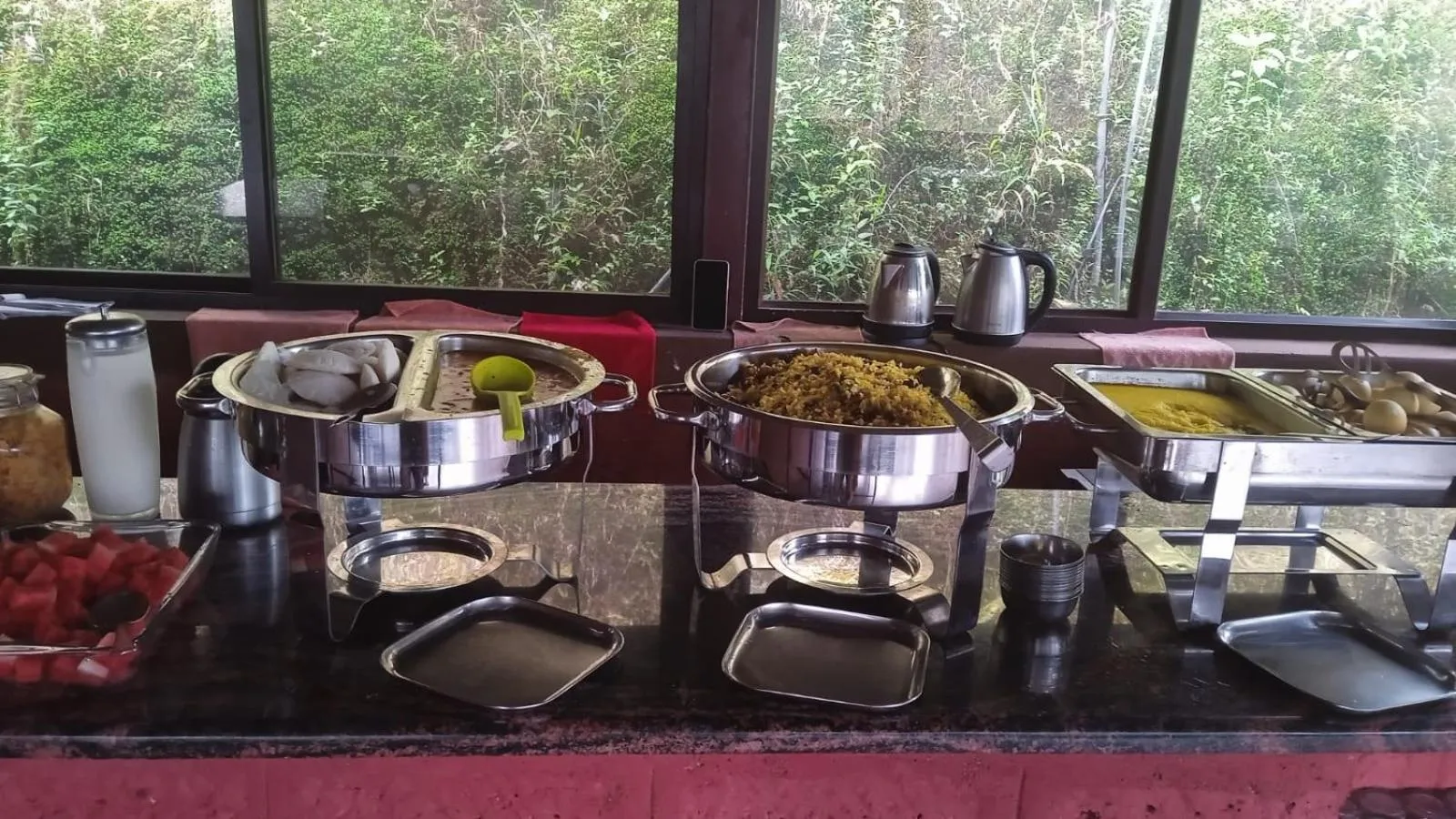 Buffet breakfast in Three Hills Resort Coorg
