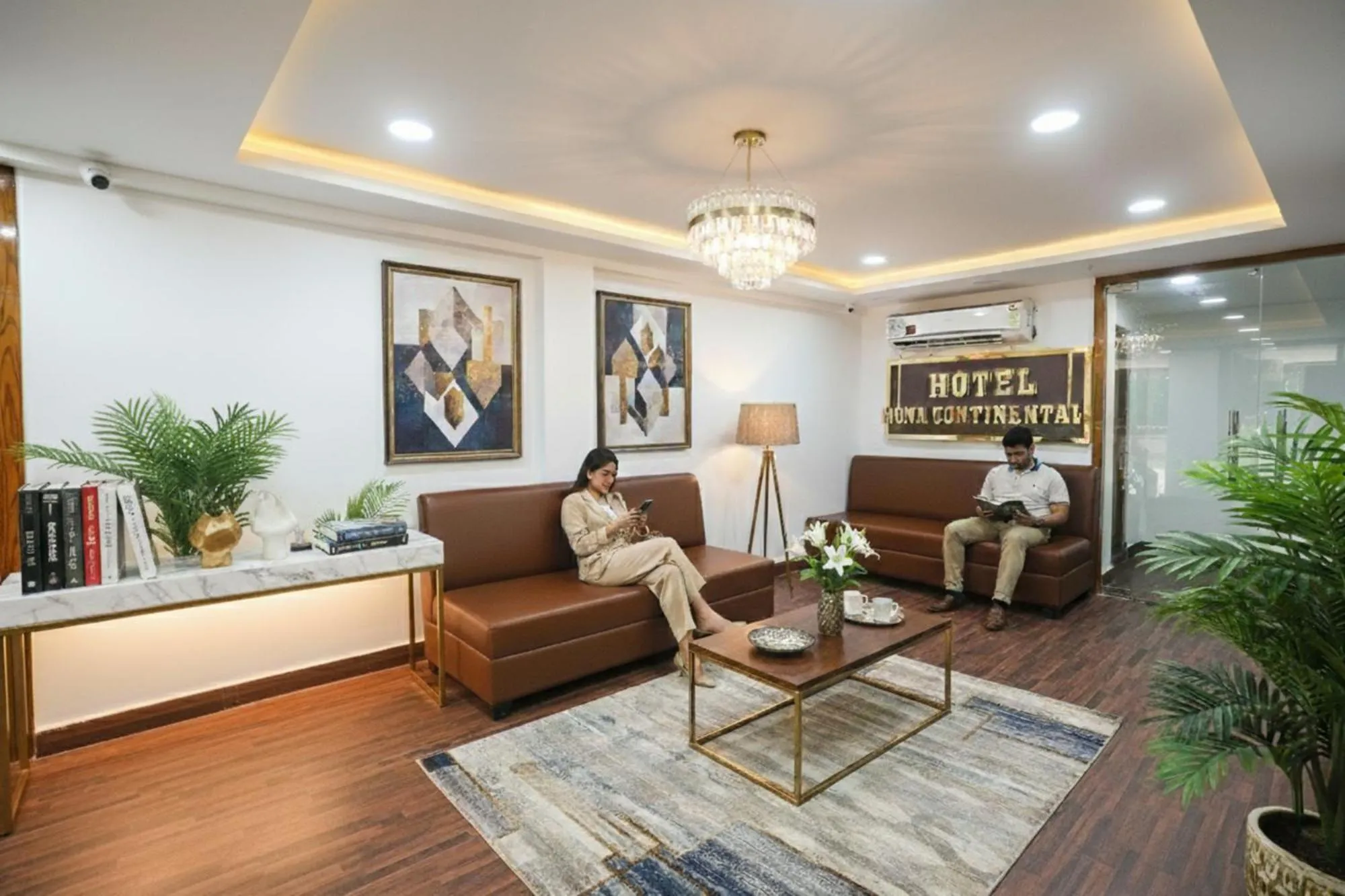 Seating area in FabHotel Mona Continental - Nr Laxmi Nagar IT Hub