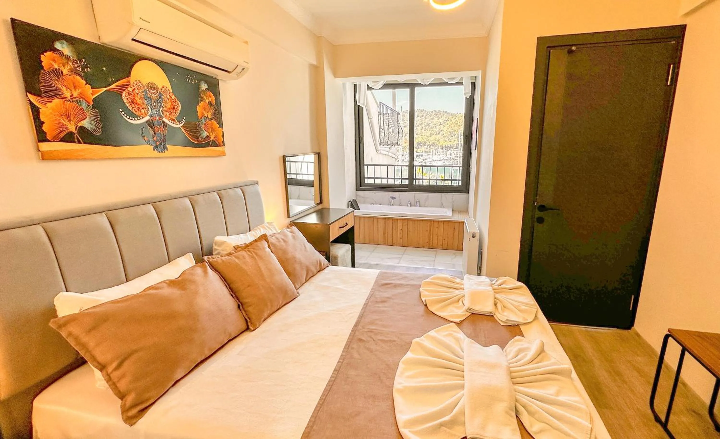 Bed in Mykonut Boutique Suites