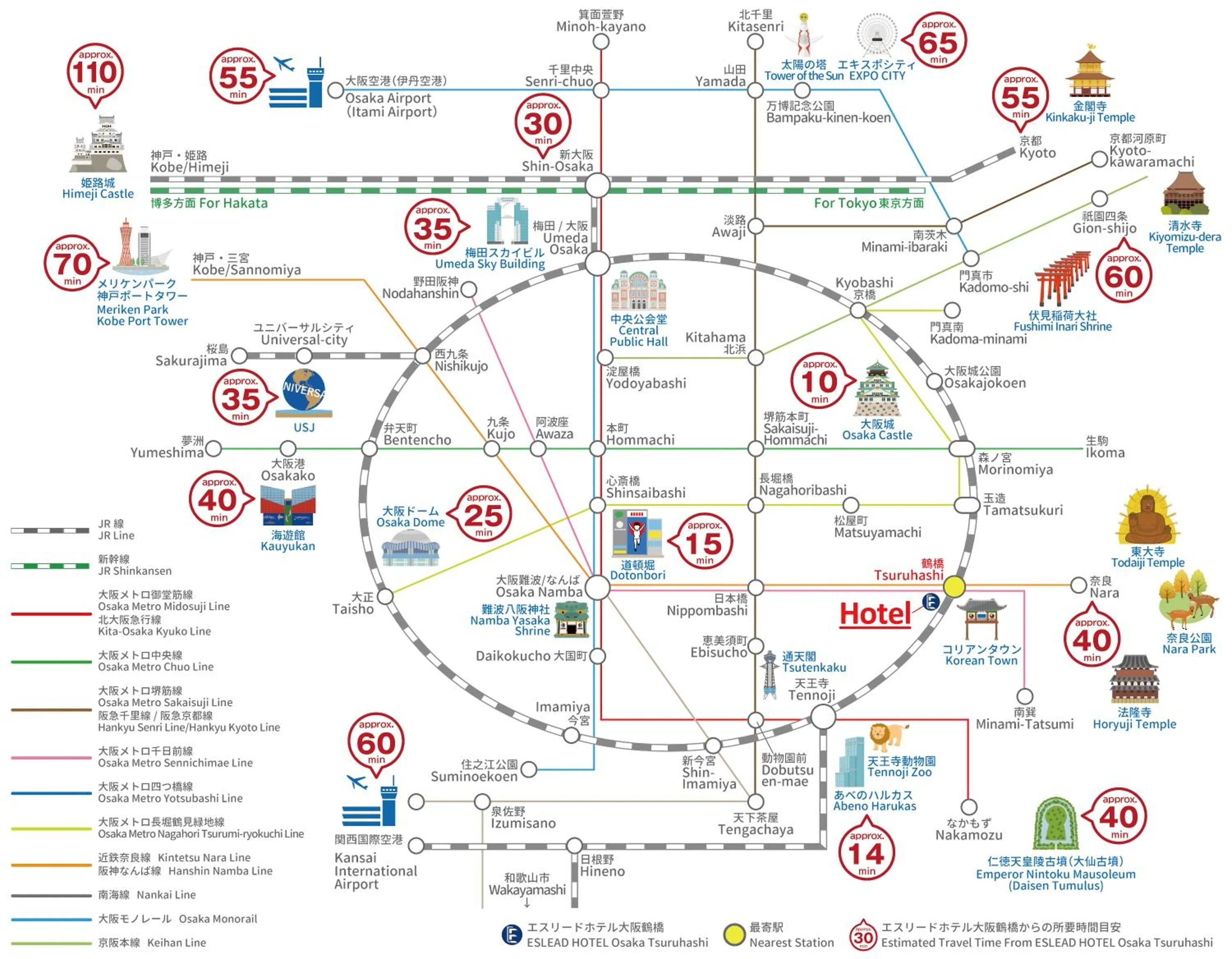 Nearby landmark in ESLEAD HOTEL Osaka Tsuruhashi