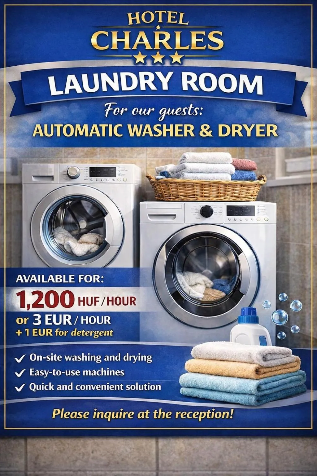 washing machine in Hotel Charles