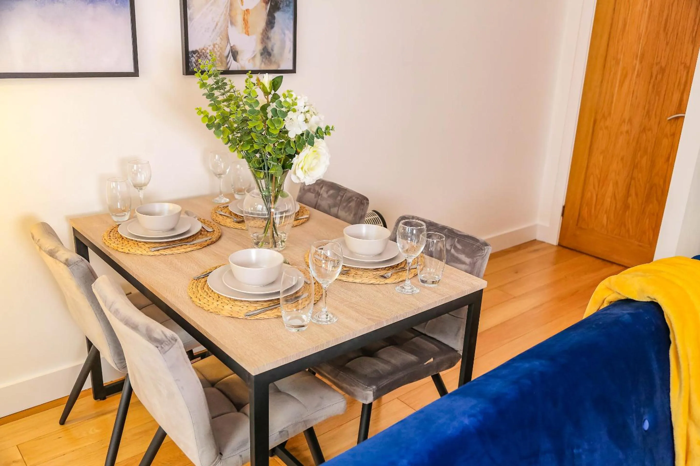Dining area in Manchester Apartments by BEVOLVE - City Centre