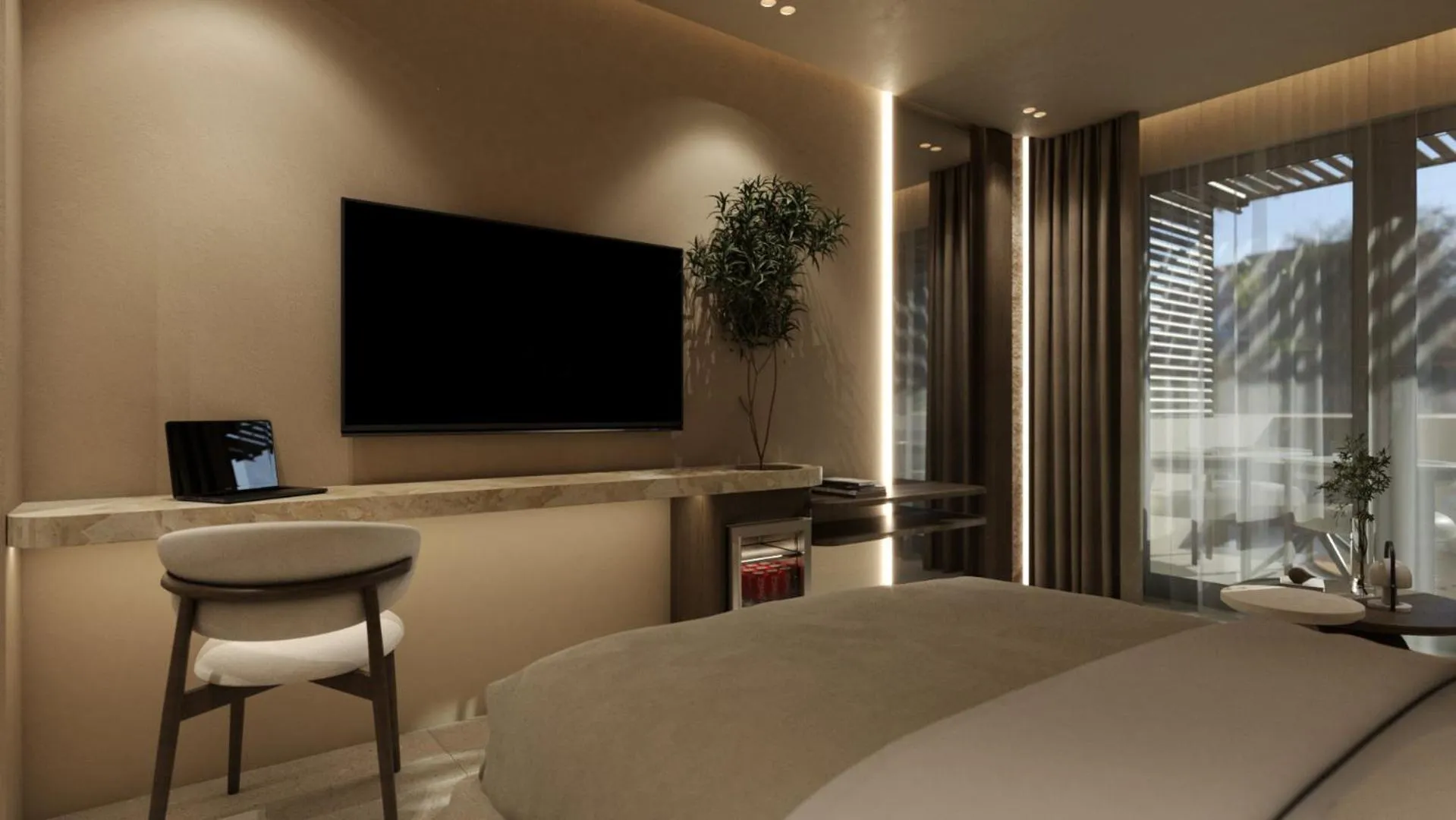 Bed in Themis Beach Hotel