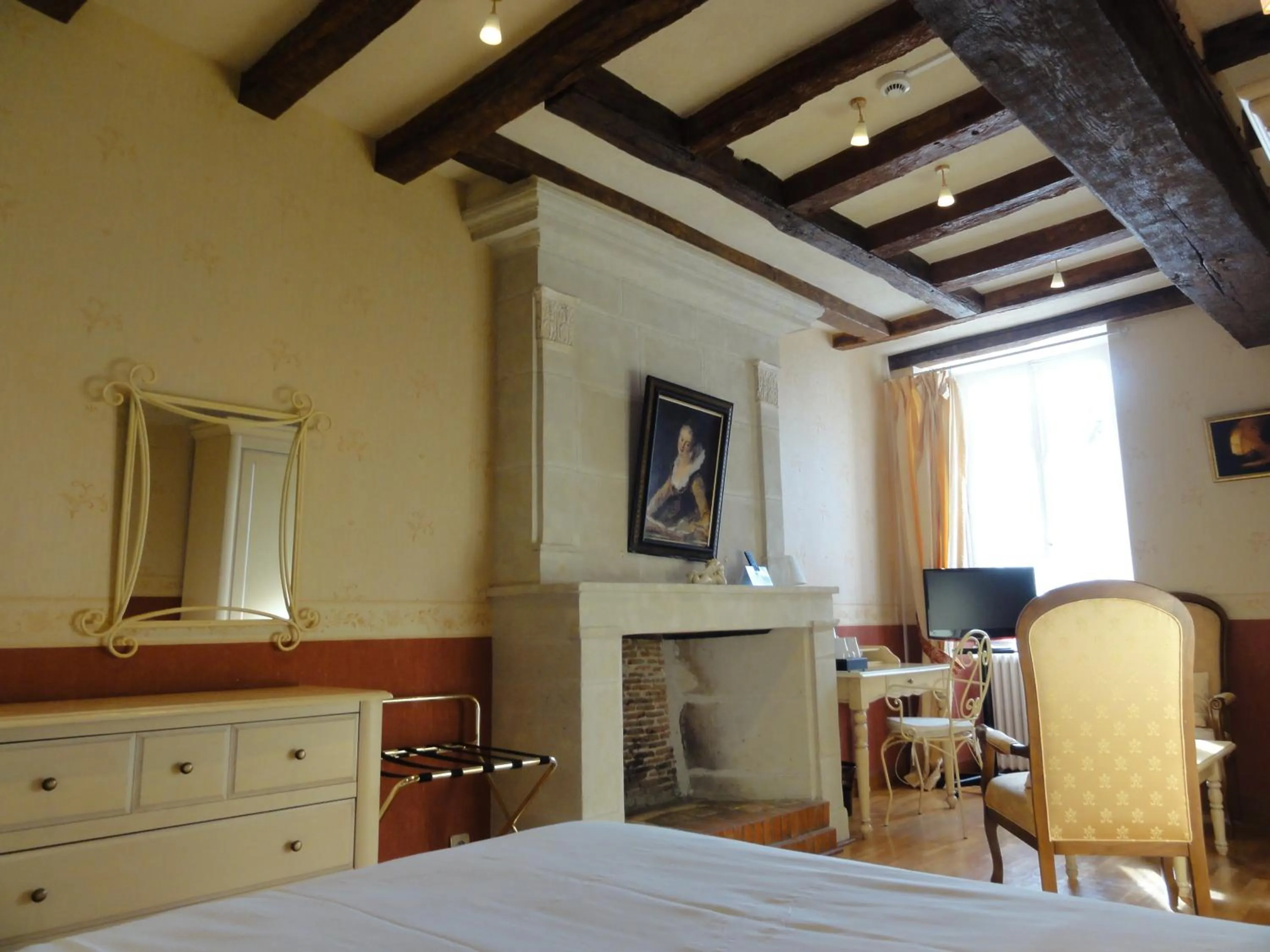 TV and multimedia, Bed in Logis Manoir De La Giraudière