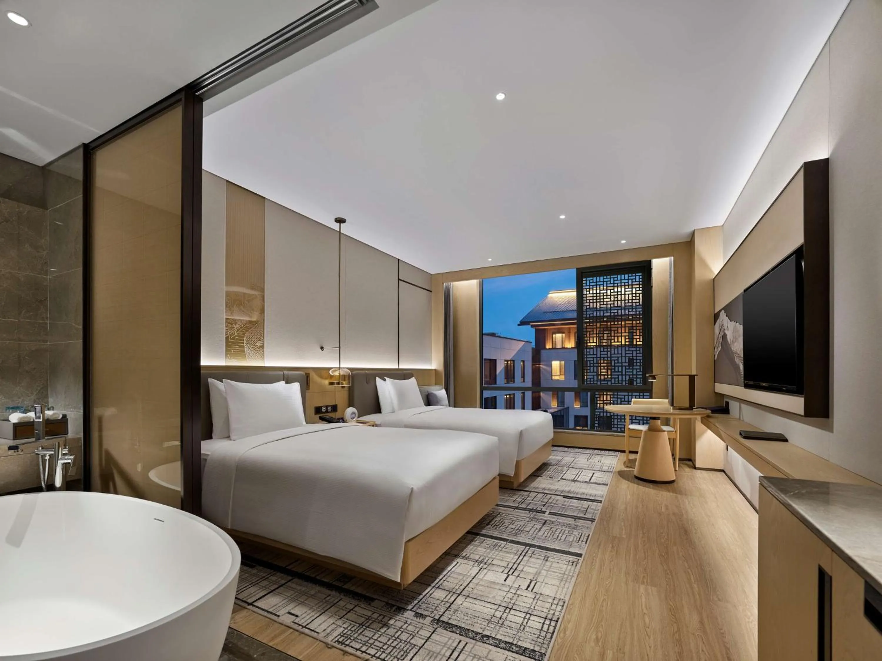 Bathroom, Bed in Doubletree By Hilton Beijing Badaling
