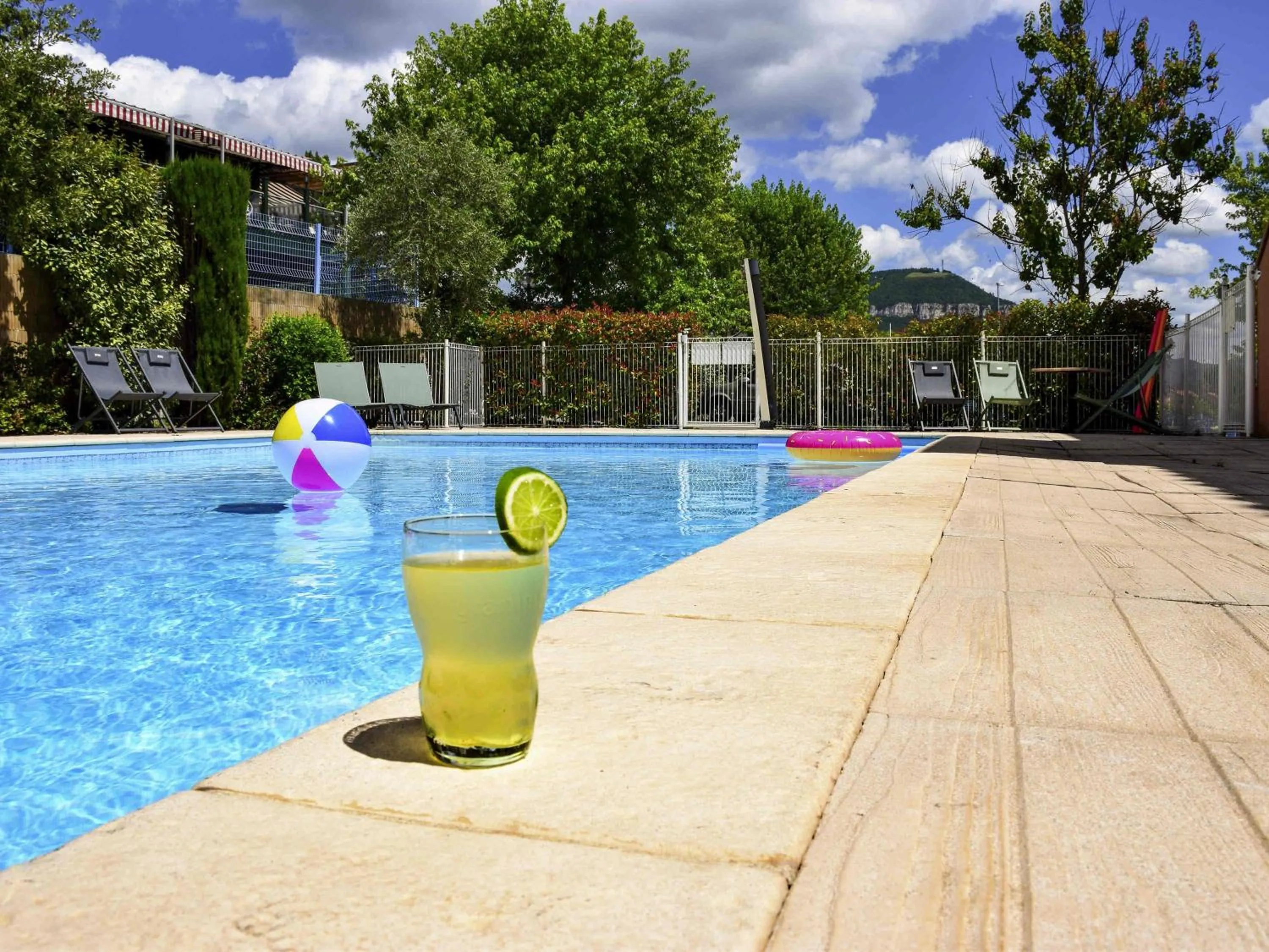 Pool view in ibis Budget Millau Viaduc