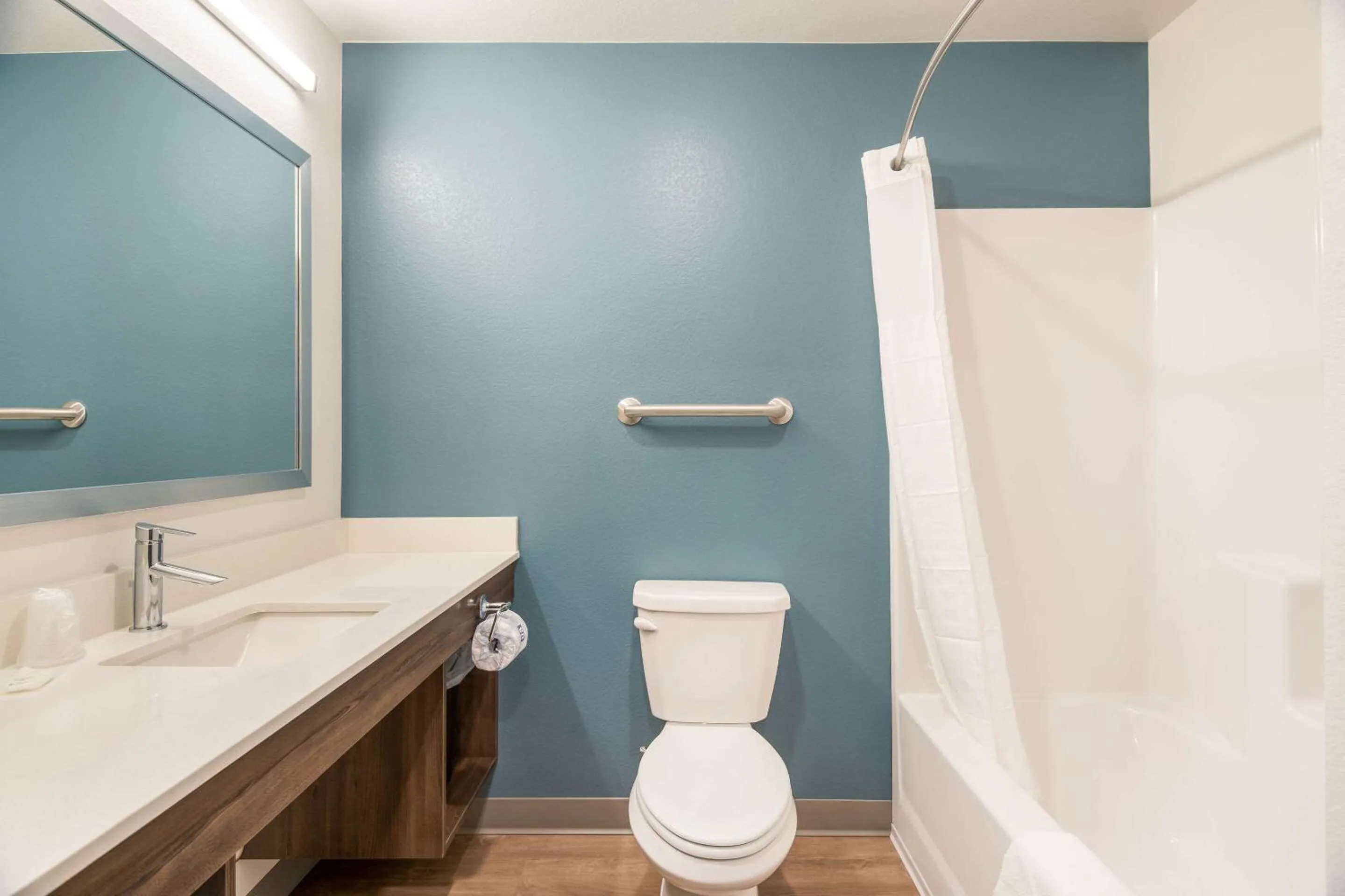 Bathroom in WoodSpring Suites Missoula