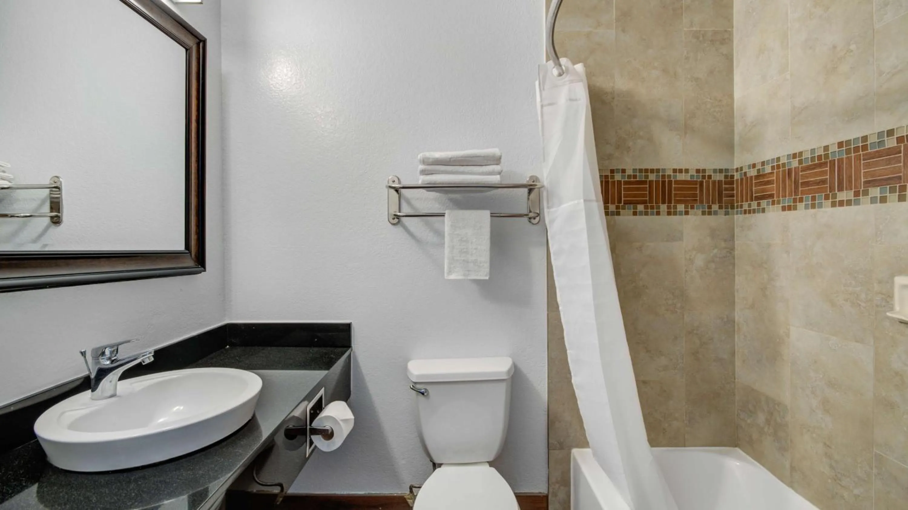 Bathroom in Studio 6 Ontario CA Convention Center Airport