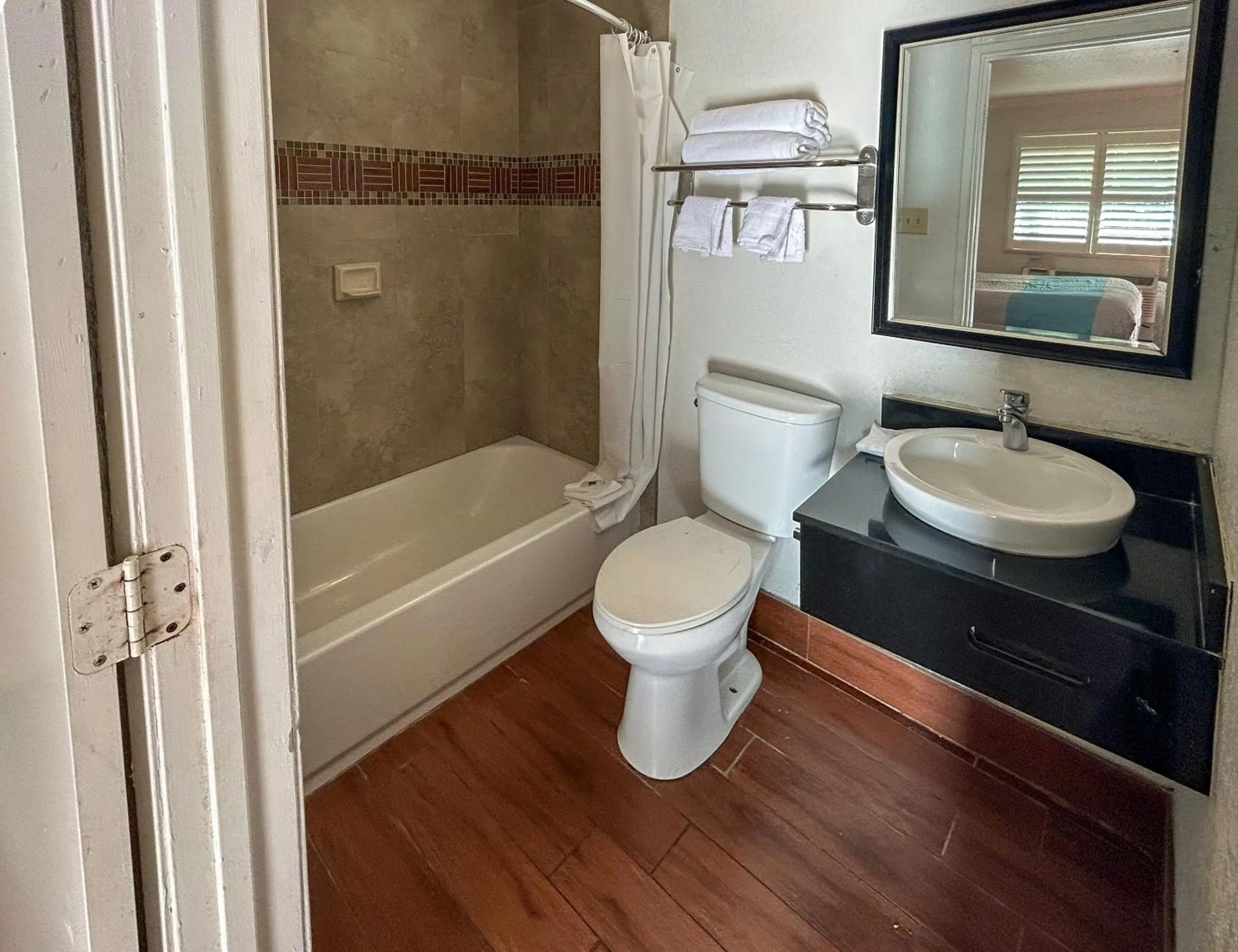 Bathroom in Studio 6 Ontario CA Convention Center Airport