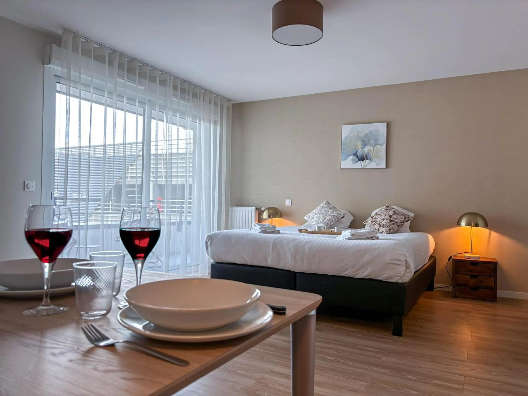 Bedroom, Bed in Les Boréales - Appart'hotel & Restaurant