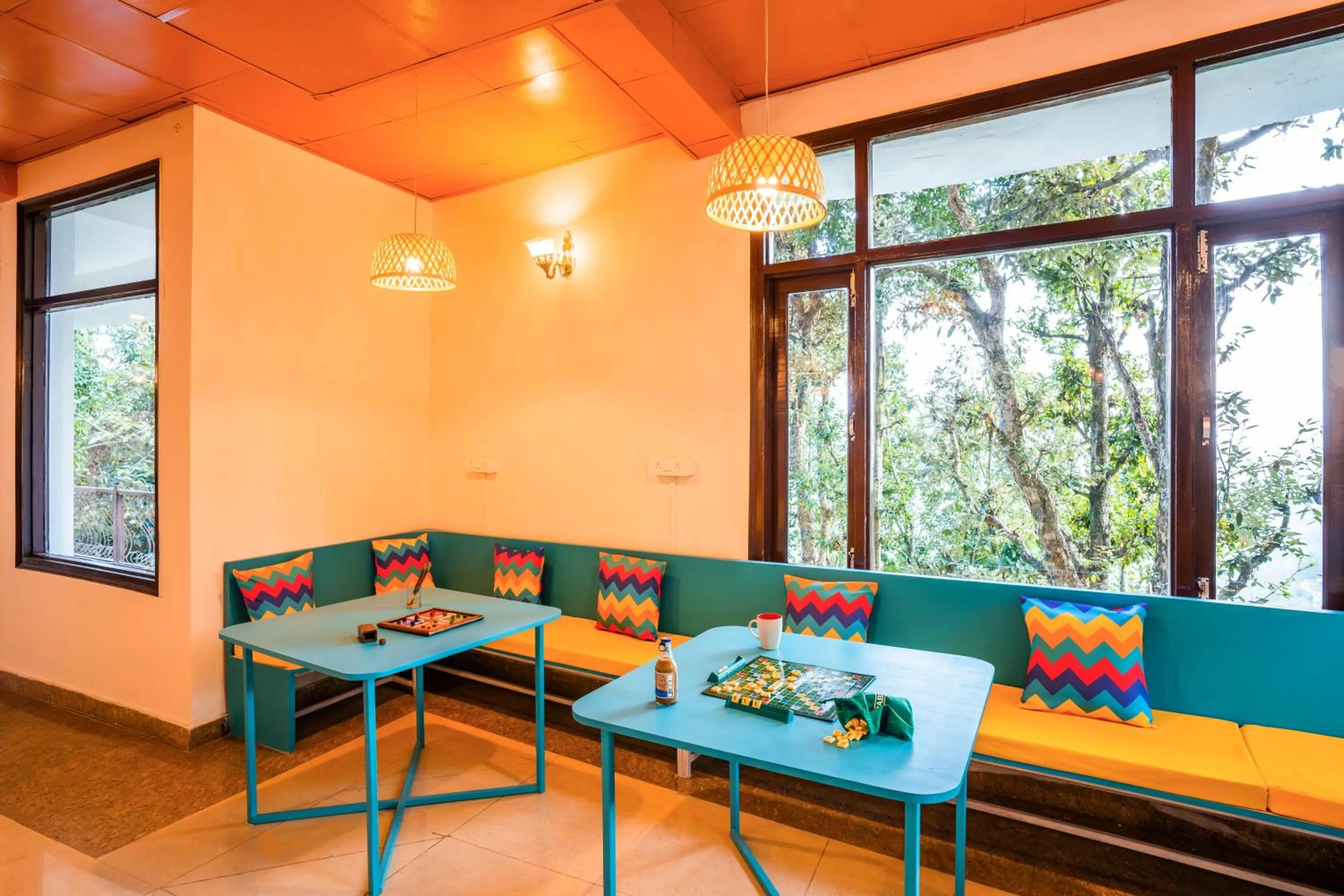 Seating area in goSTOPS Mukteshwar - Private Rooms and Dorms