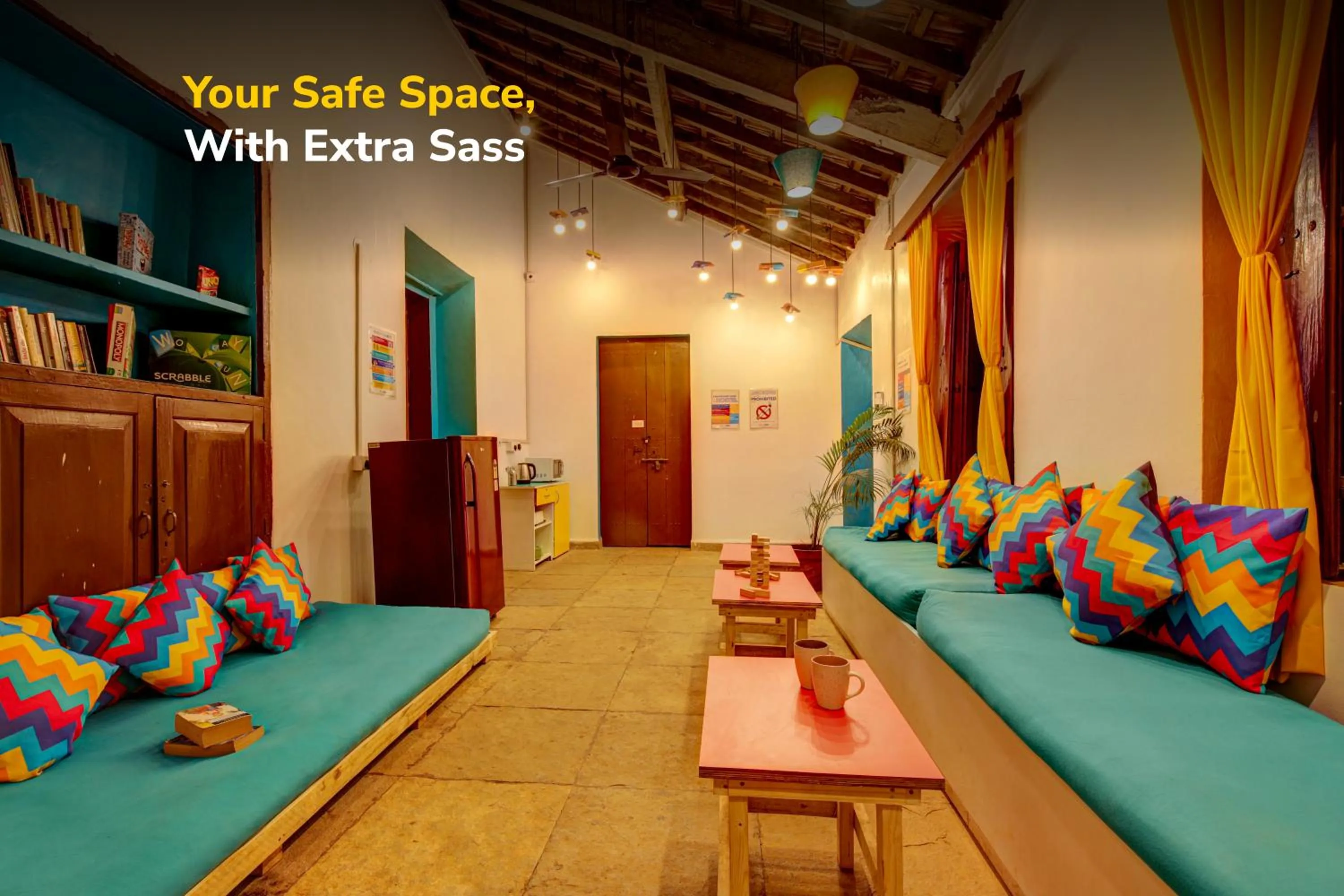 Seating area in goSTOPS Lite Goa, Calangute