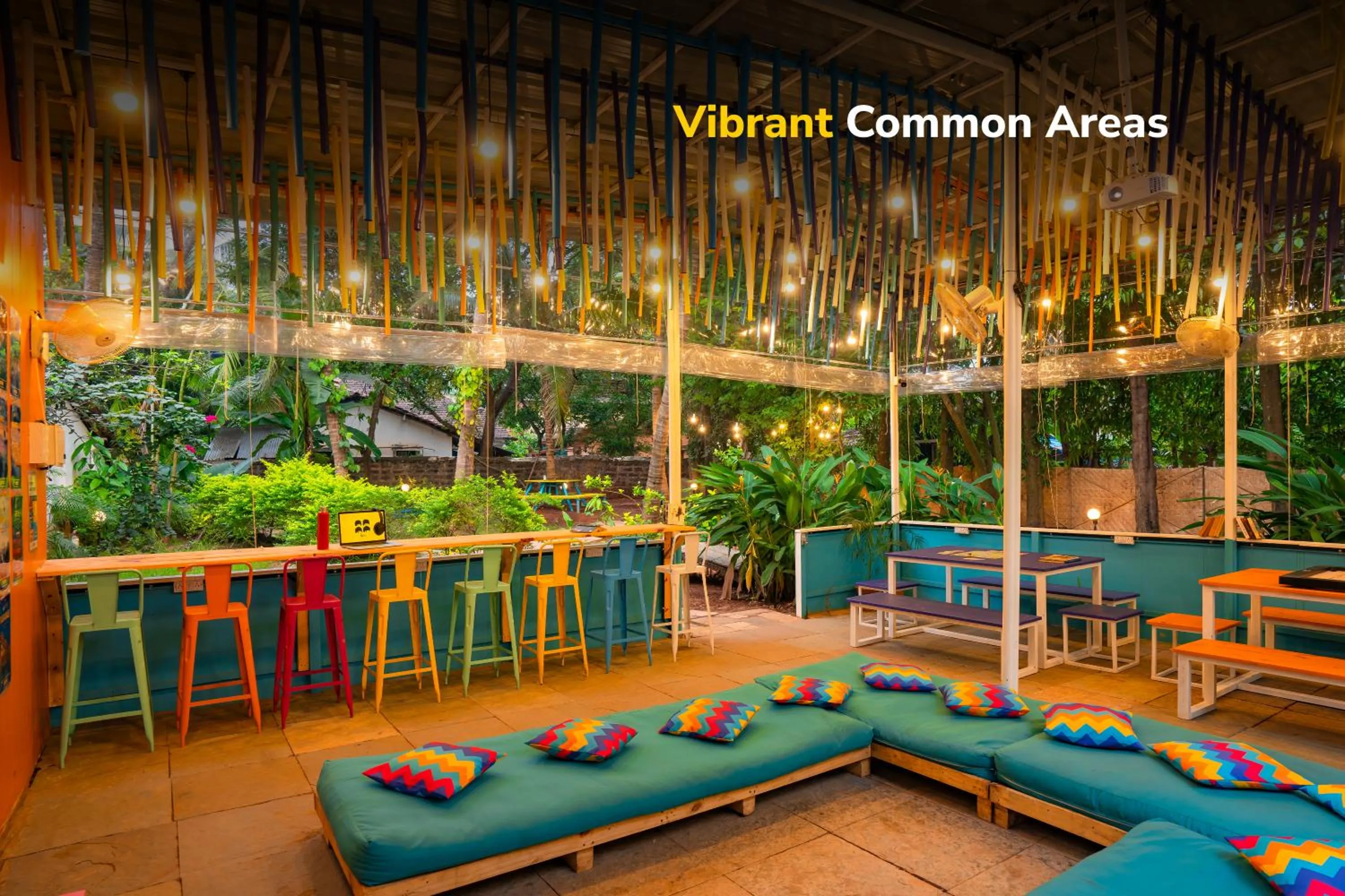 Seating area in goSTOPS Lite Goa, Calangute