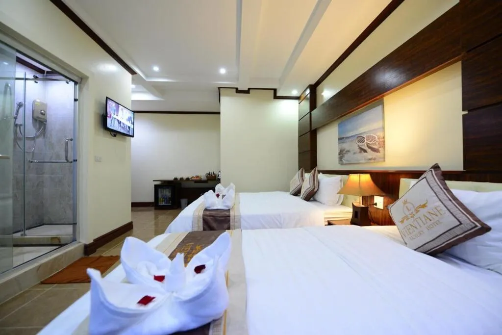 Bed in Vientiane Luxury Hotel