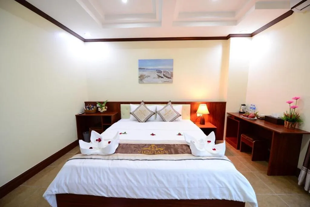 Bed in Vientiane Luxury Hotel