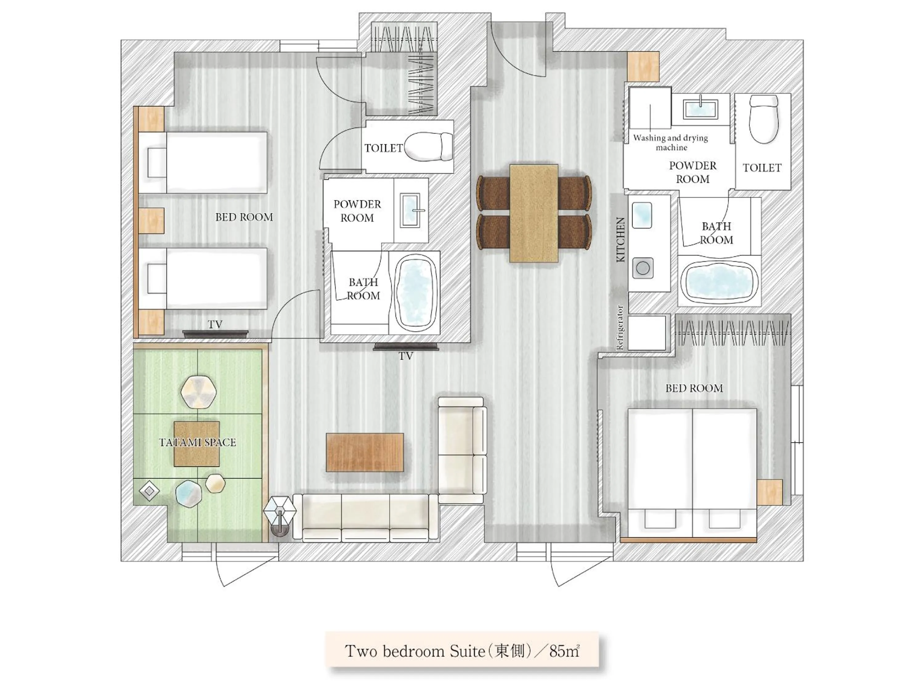 Floor plan in MIMARU SUITES Kyoto Central