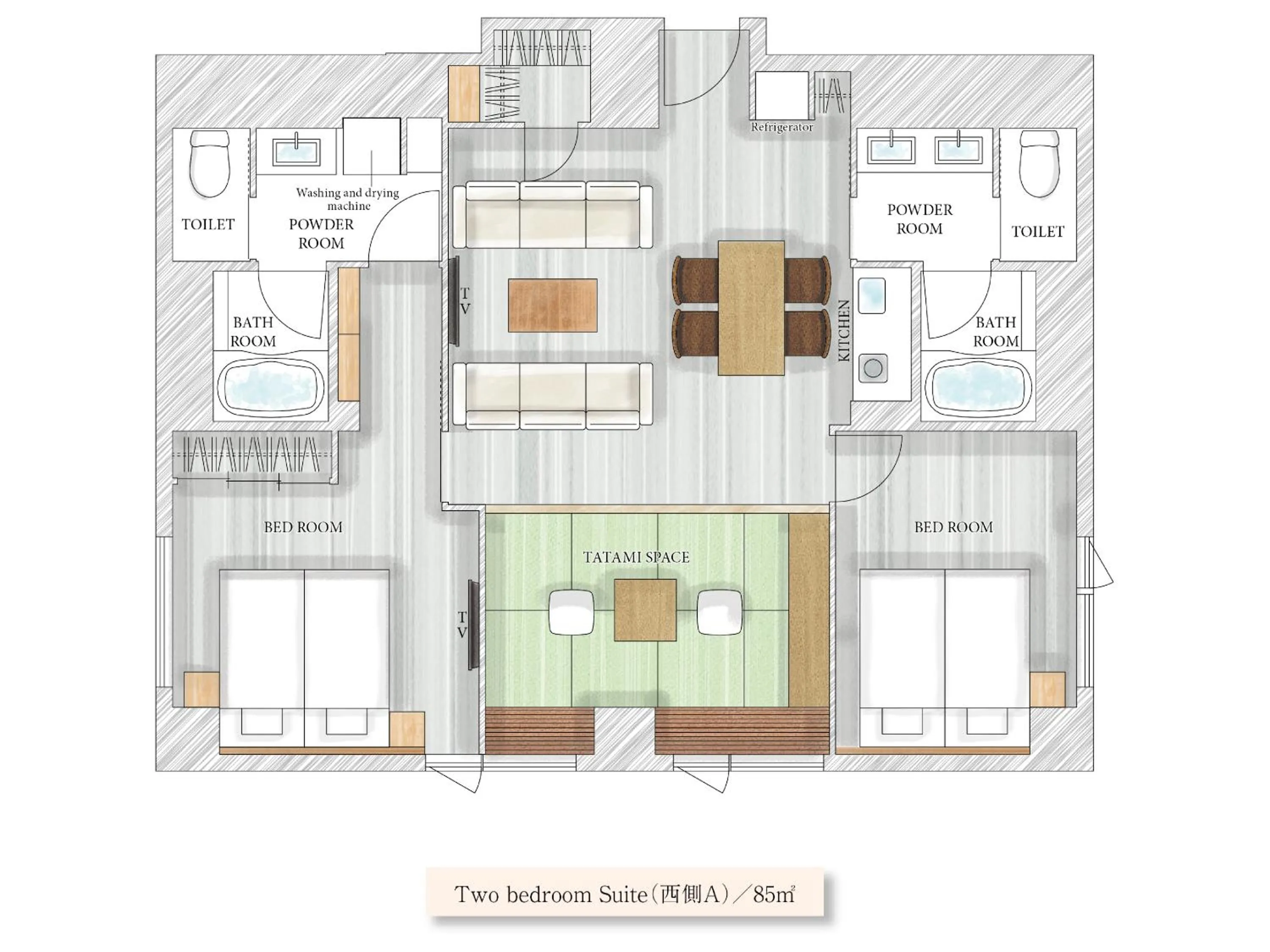 Floor plan in MIMARU SUITES Kyoto Central
