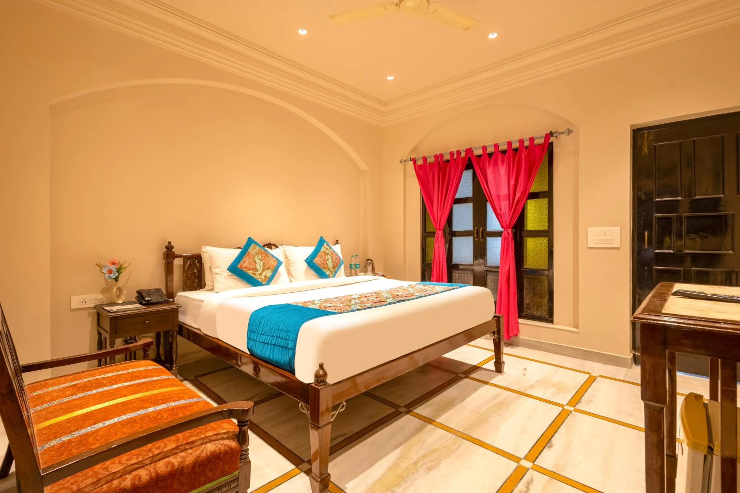 Bedroom, Bed in Jyoti Mahal - A Royal Heritage Hotel - Award Winning Hotel - Close to Connaught Place