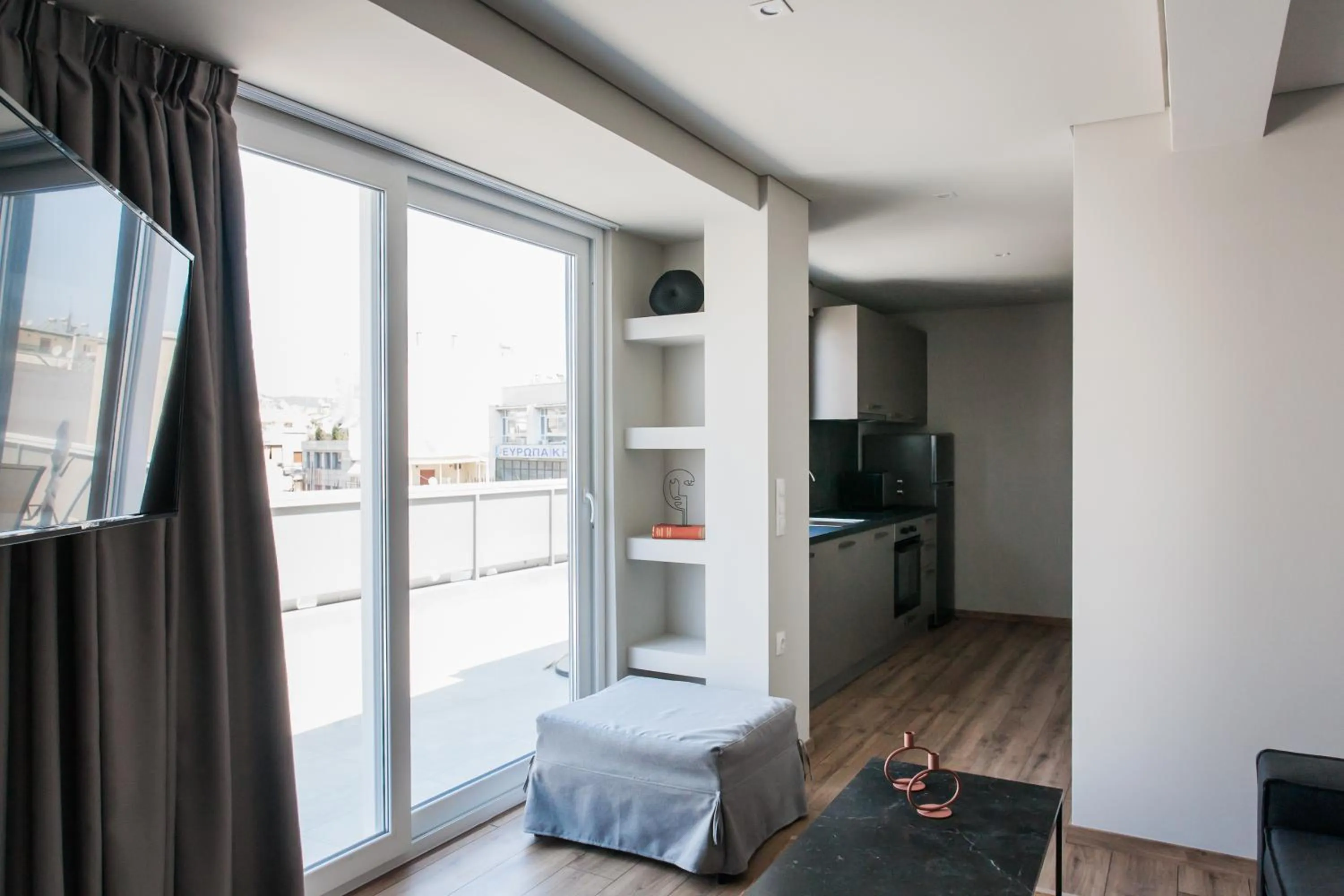 Balcony/Terrace, Bed in WYZ Athens Apartments by UPSTREET