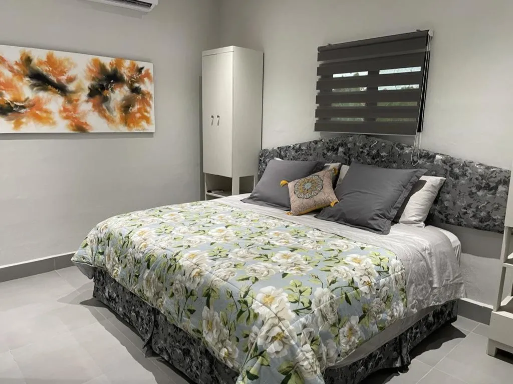 Bed in The Blue Eco Lodge