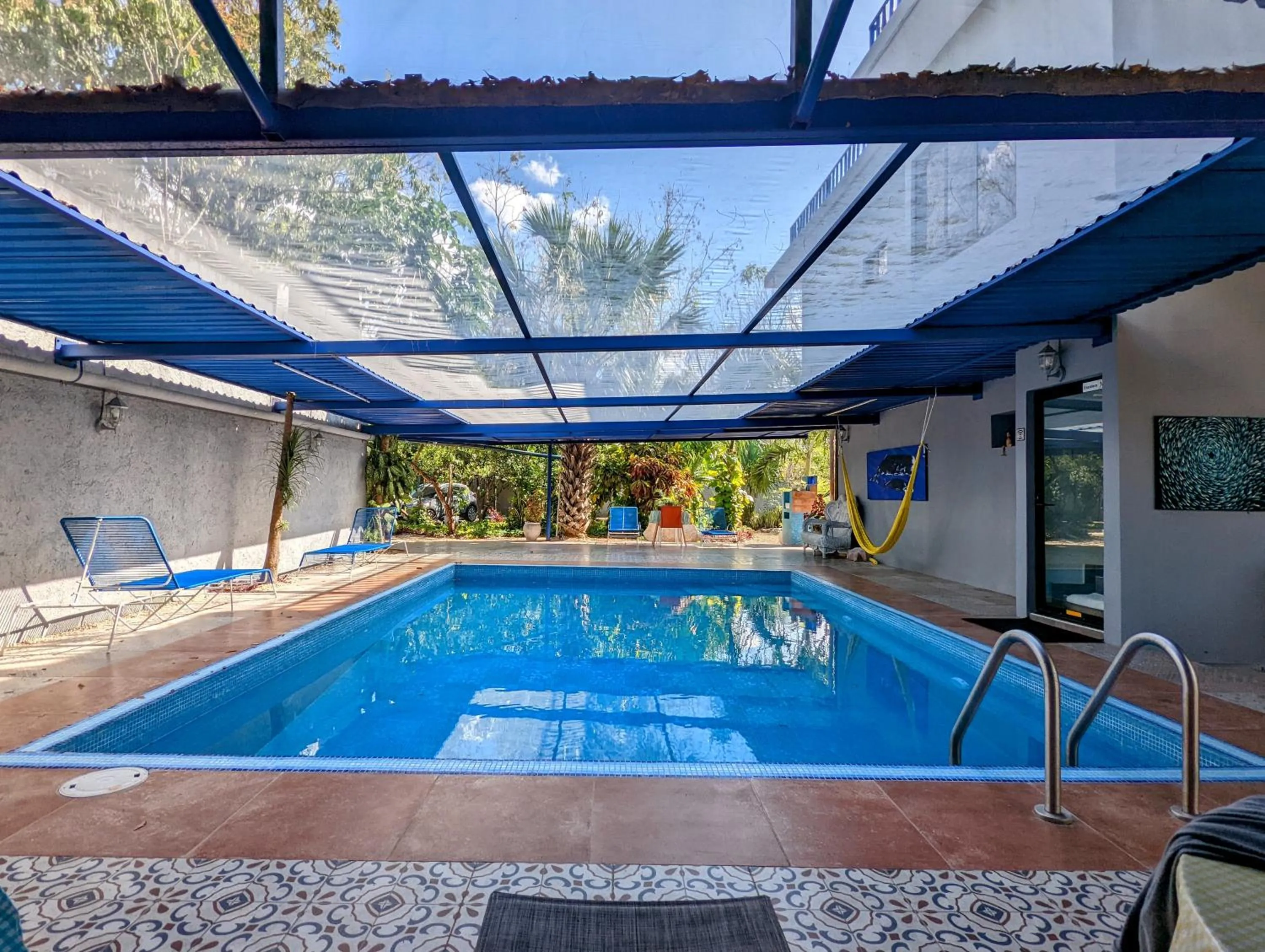 Pool view in The Blue Eco Lodge