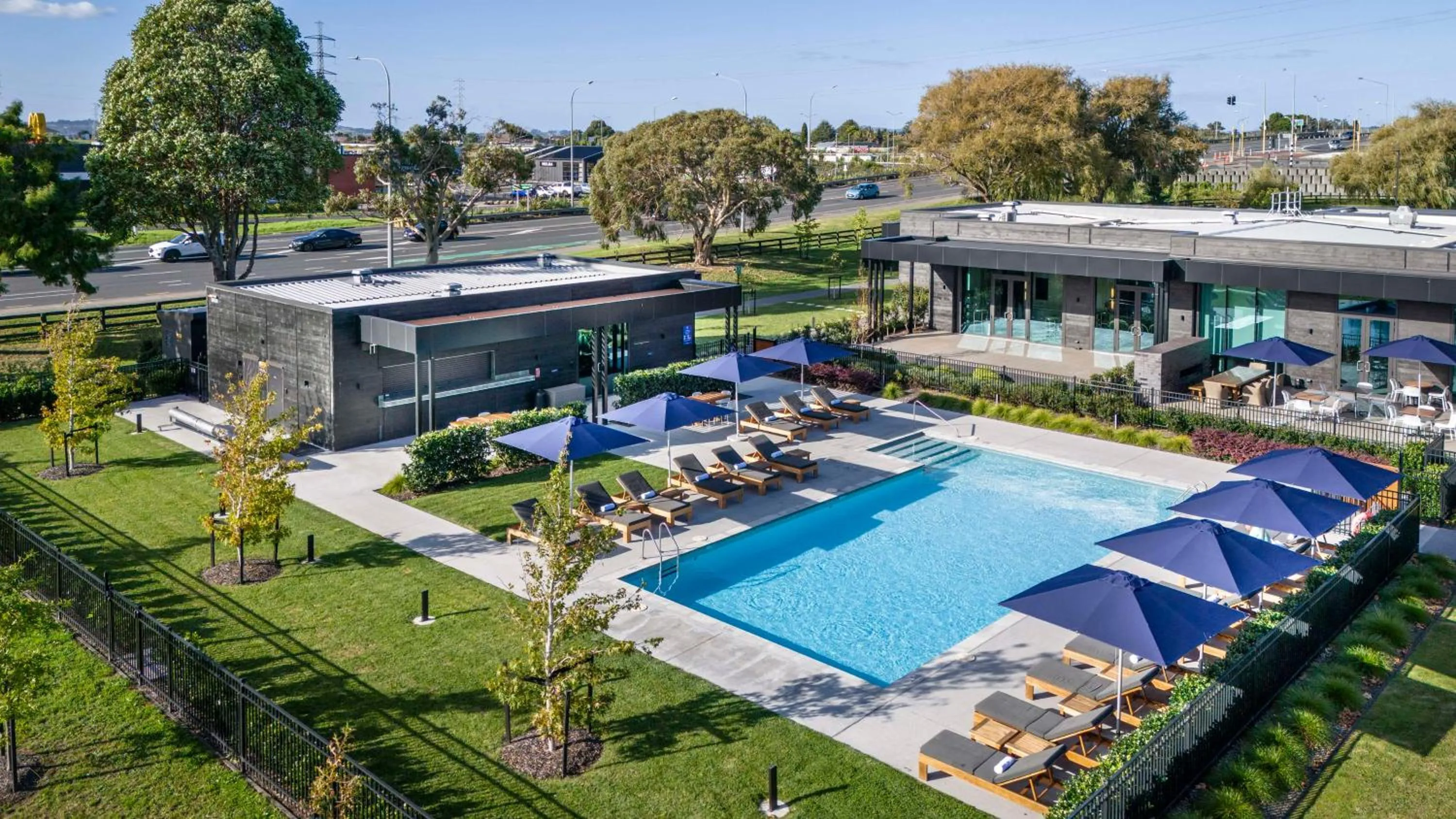 Pool view in DoubleTree By Hilton Auckland Karaka