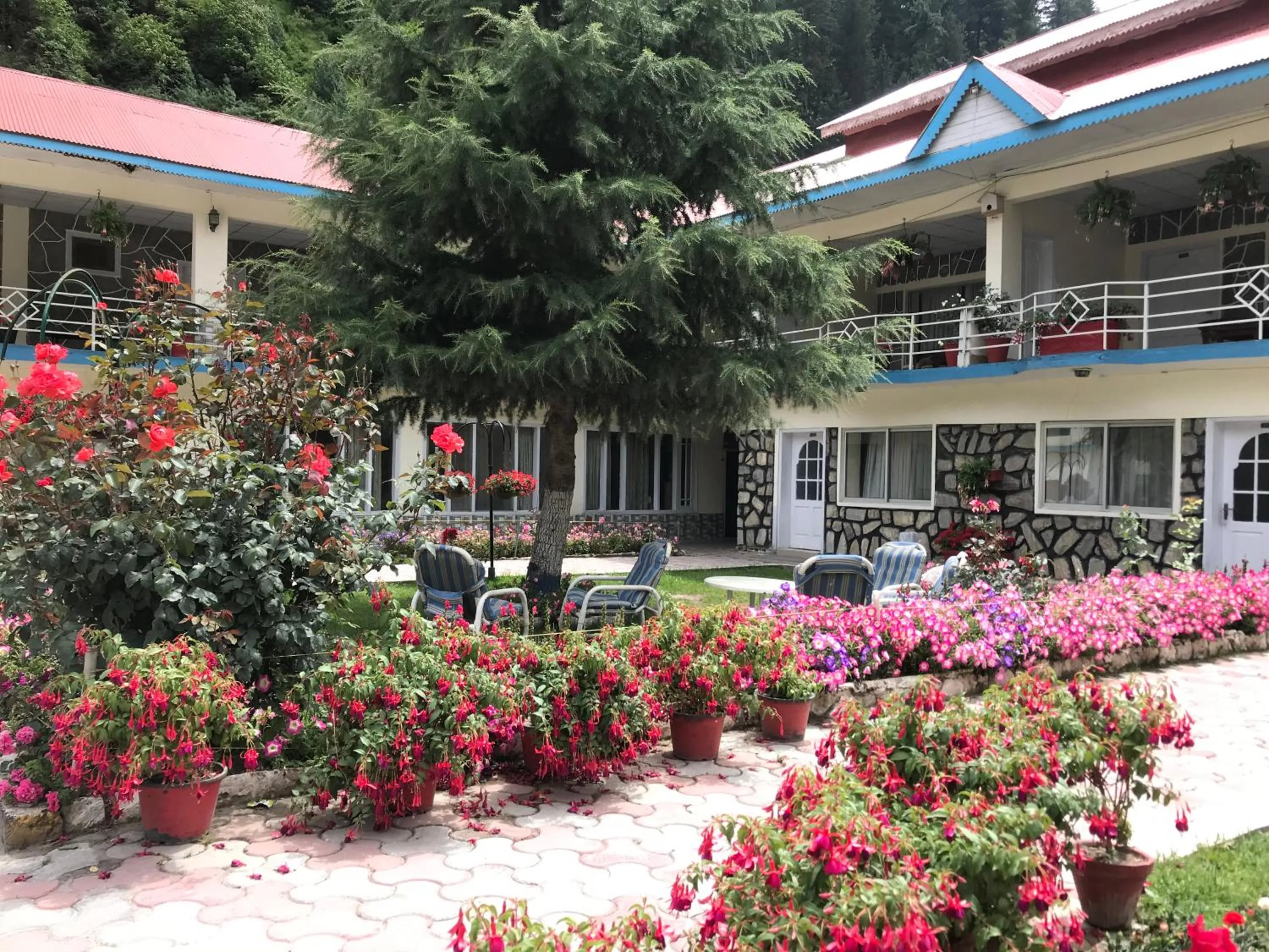 Garden view in Parhena Cottages Bella Naran