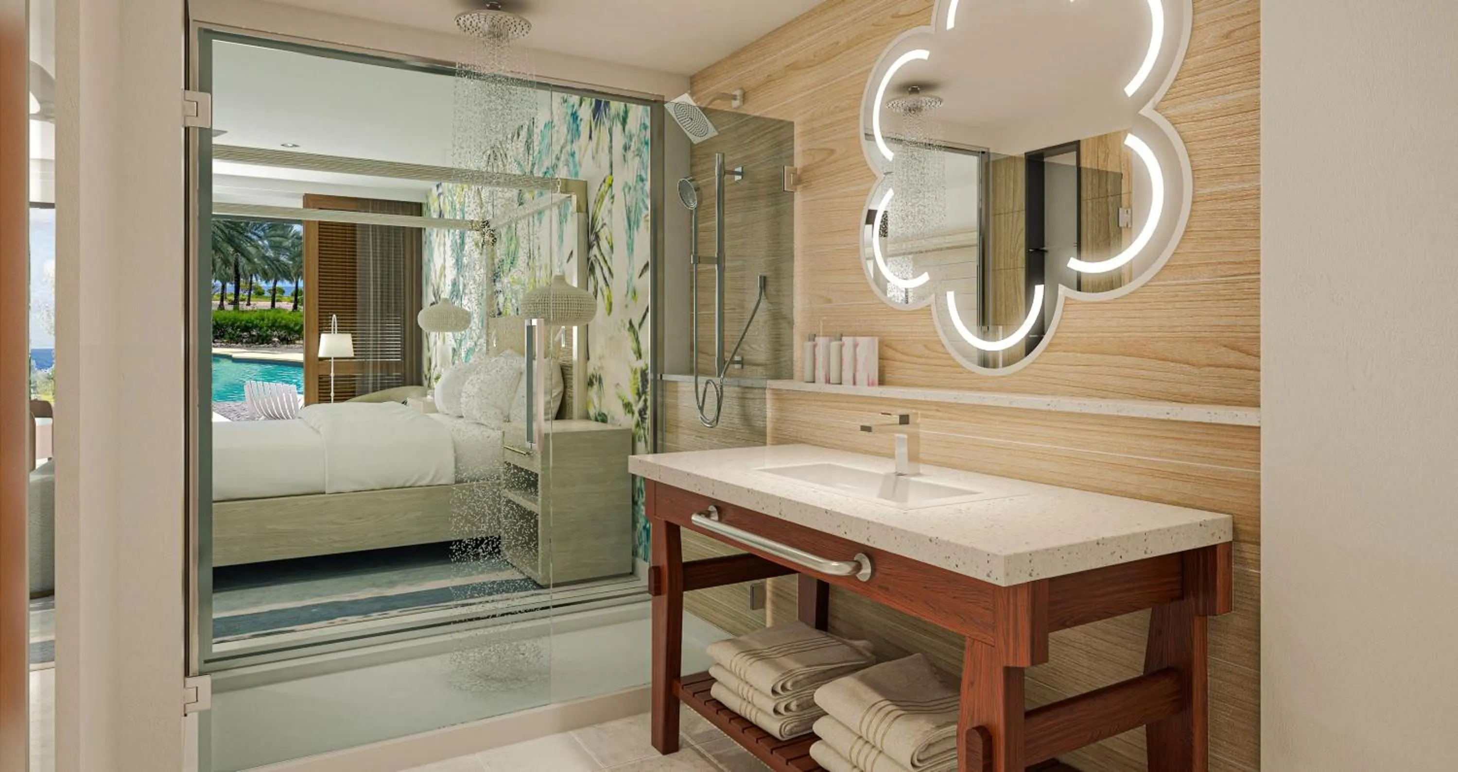 Bathroom, Bed in Sandals Royal Curacao All Inclusive Couples Only