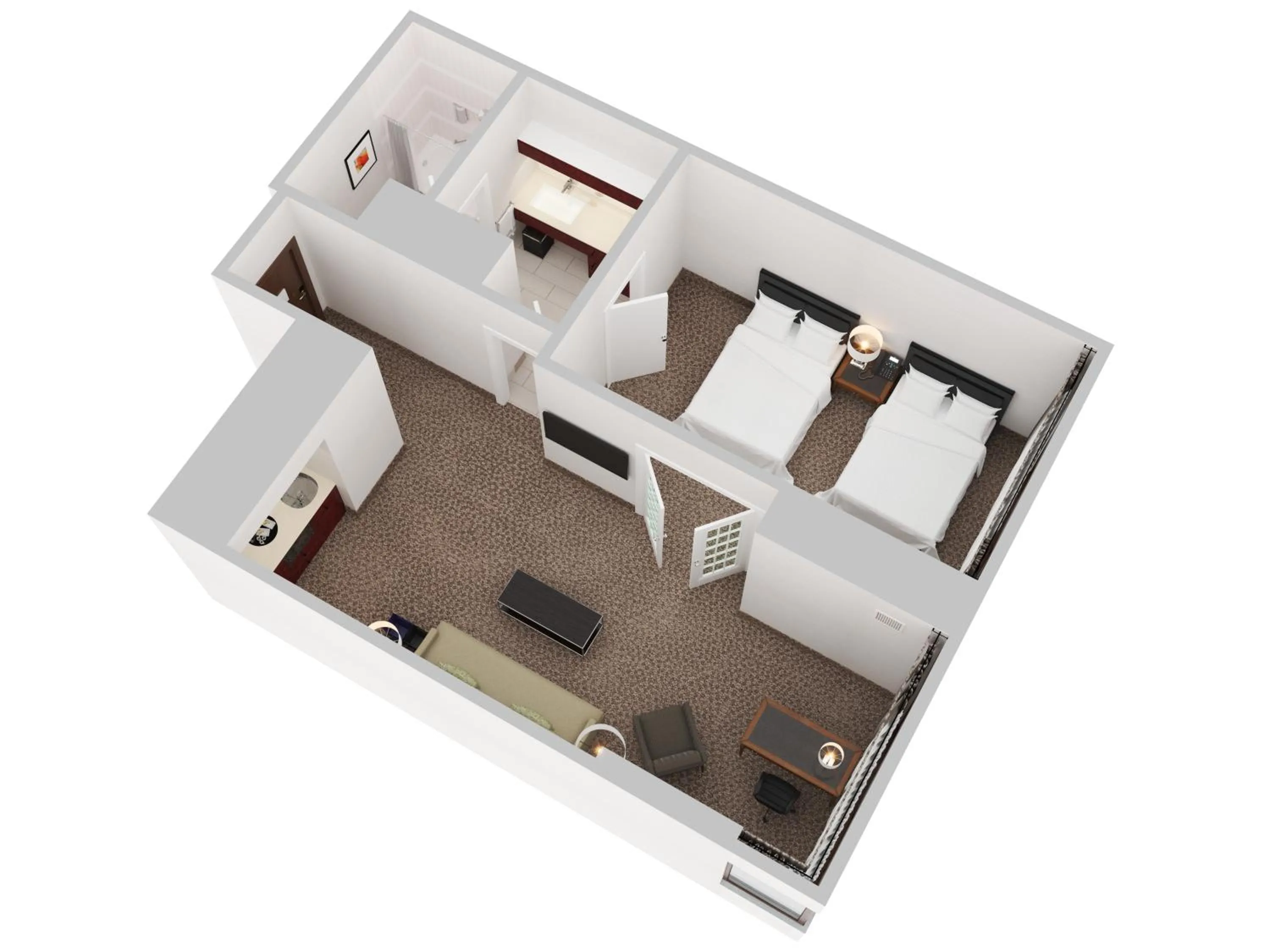 Floor plan, Bed in Cambridge Suites Toronto